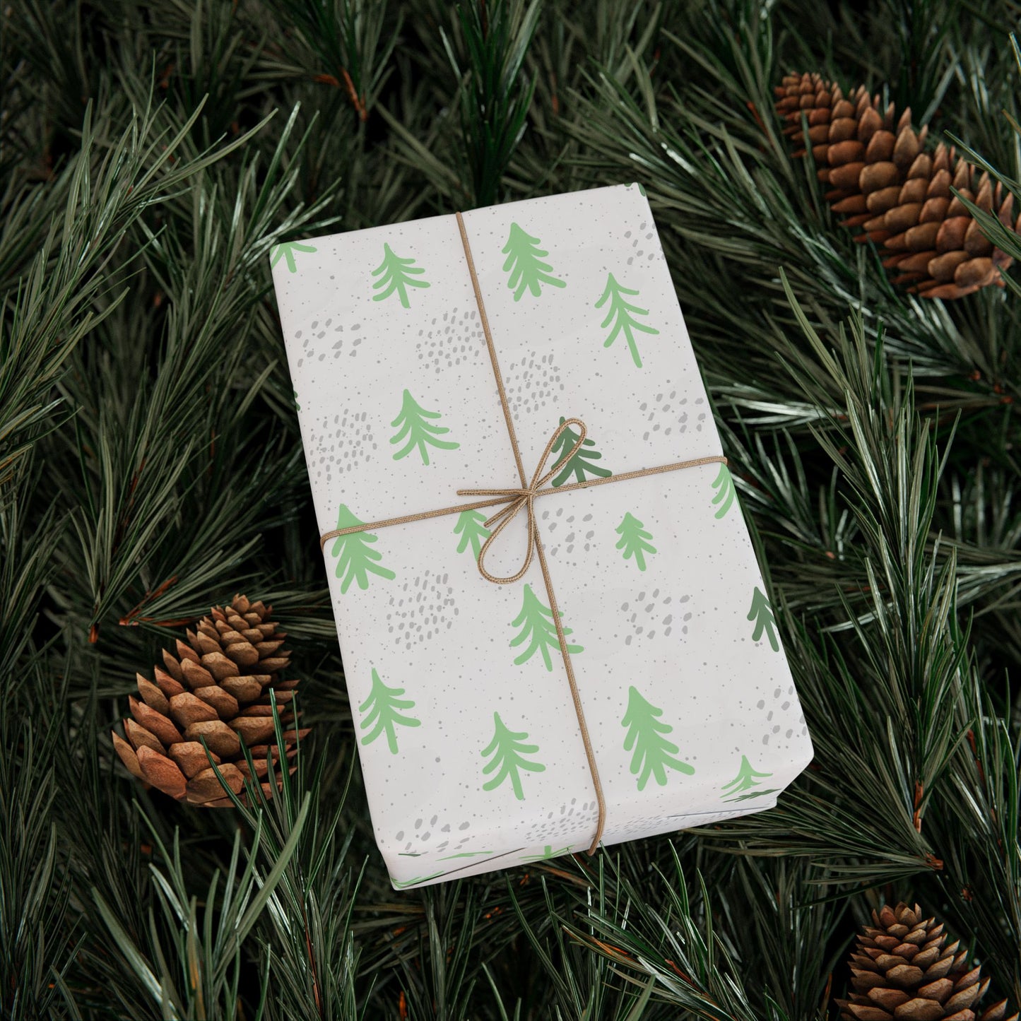 Minimalist Evergreen Wrapping Paper : Modern Holiday Gift Wrap with Simple Green Tree Design, Perfect for Christmas Gifts