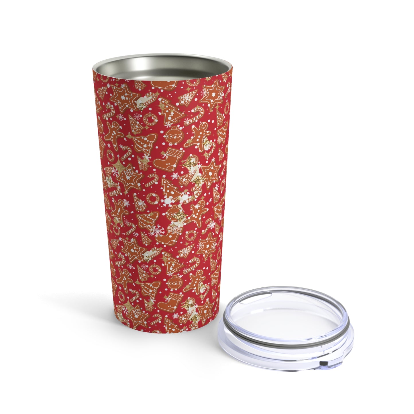 Festive Red Christmas Gingerbread Cookie Tumbler | 20oz Insulated Stainless Steel Holiday Drinkware with Straw | Festive Red or Green