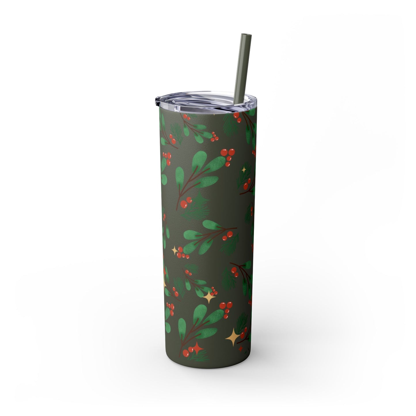 Holiday Berry Skinny Tumbler 20oz | Festive Insulated Drinkware