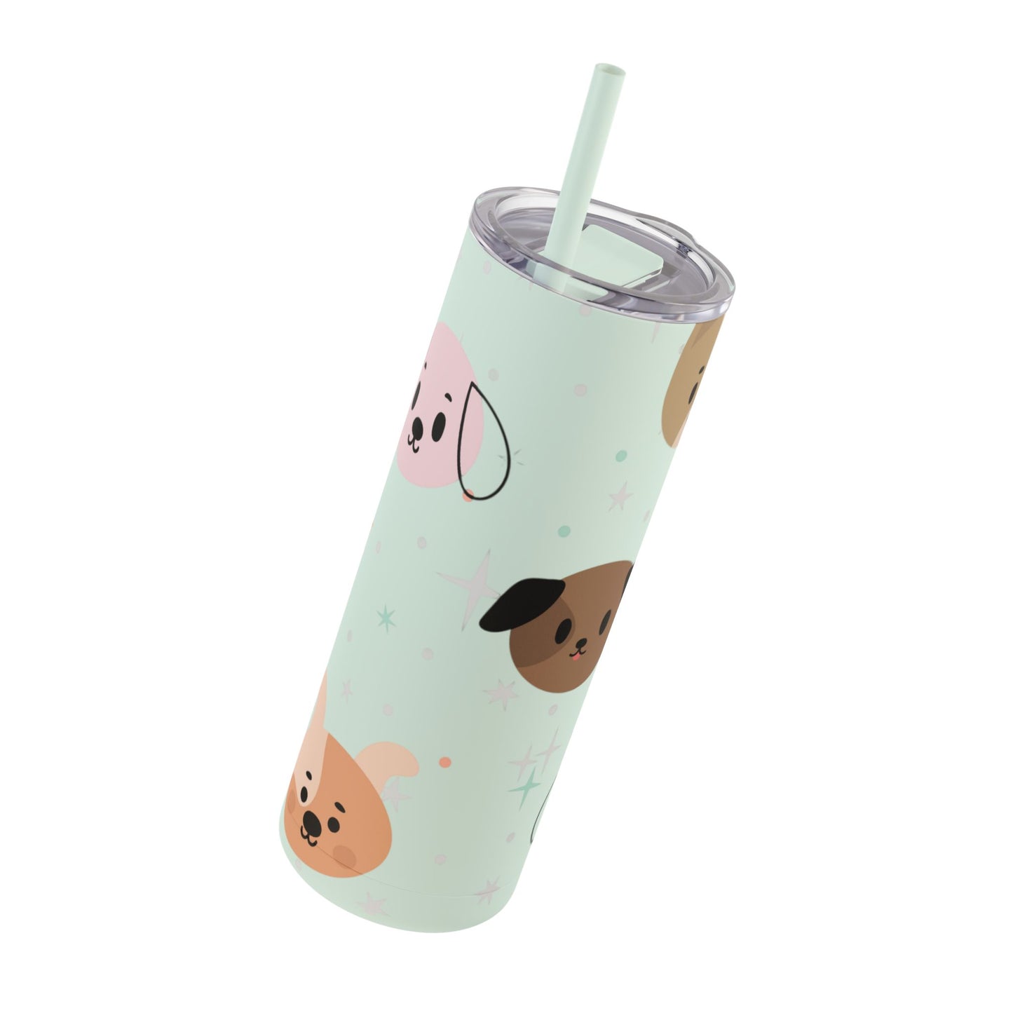 20oz Skinny Dog Tumbler – Cute Pastel Dog Face Cup with Straw (Hot & Cold Drinks)