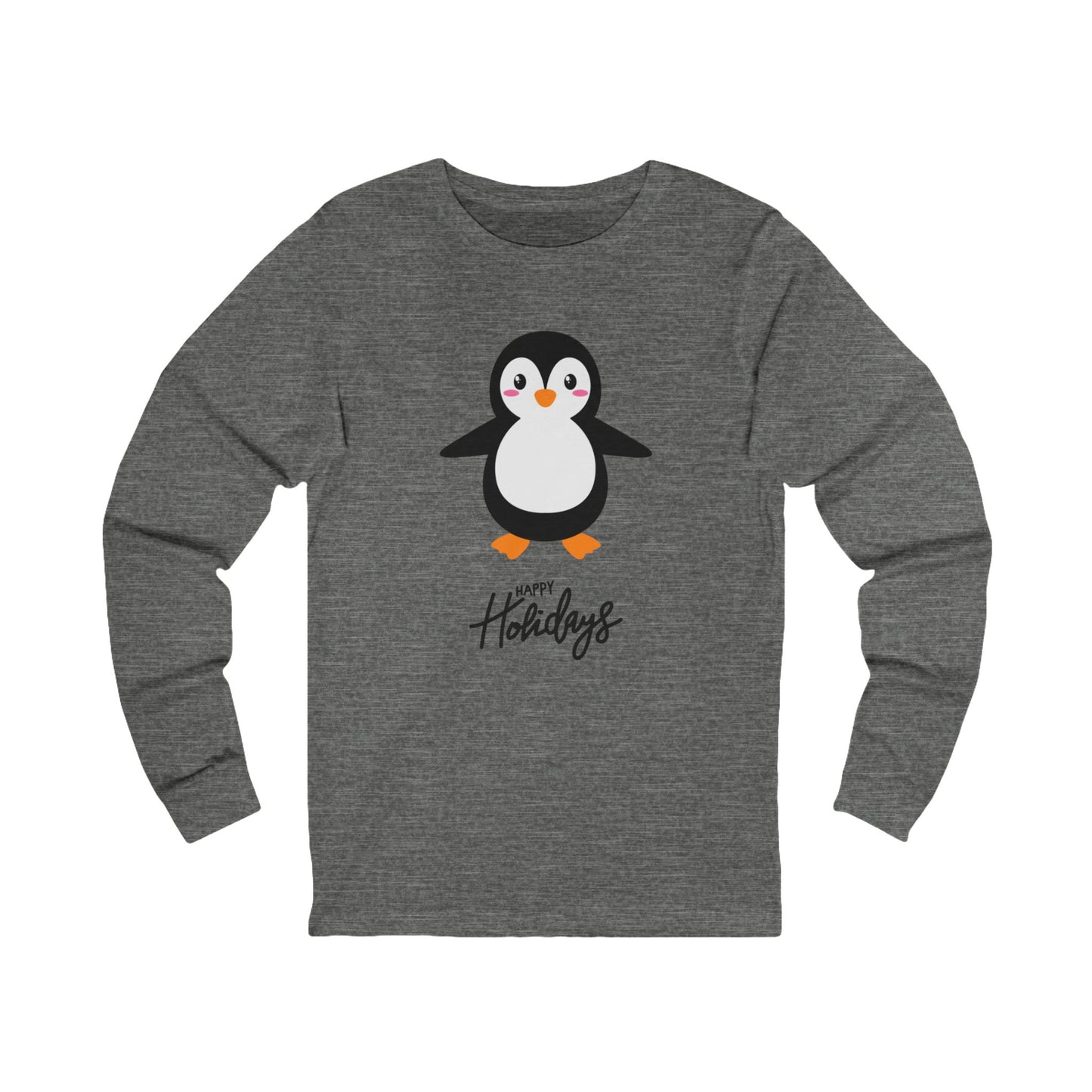Unisex Holiday Penguin Long Sleeve Tee | Cozy Matching Pajama Top for Mom & Dad | Festive Family Pajamas in Multiple Colors