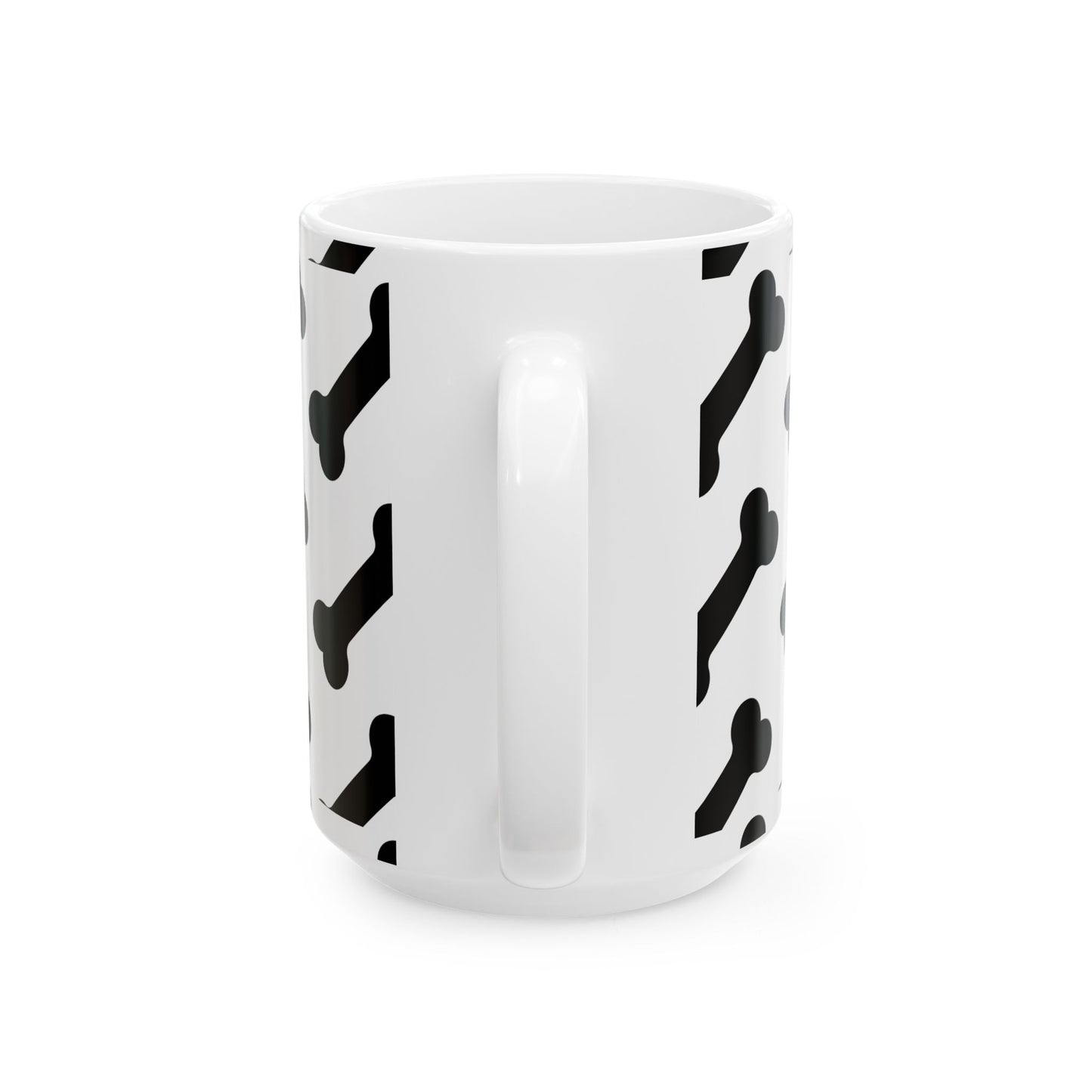 Dog Mom Coffee Mug – Bone Pattern Ceramic Mug, Pet Lover Gift, 11oz & 15oz, National Dog Day Coffee Cup, Dog Themed Mug for Women