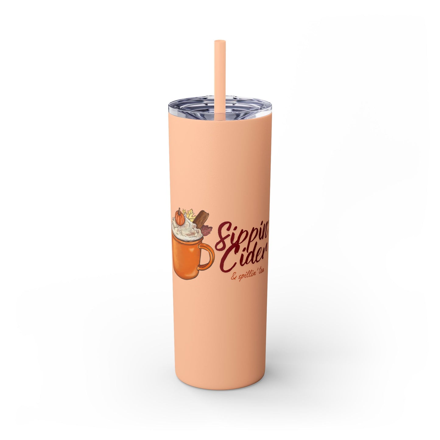 Sippin’ Cider & Spill'in Tea Insulated Tumbler - Perfect for Fall Drinks, Hot & Cold Beverage Companion - 20oz BPA-Free Stainless Steel Travel Mug