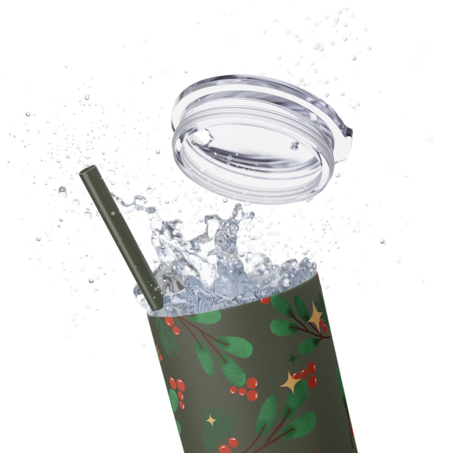 Holiday Berry Skinny Tumbler 20oz | Festive Insulated Drinkware