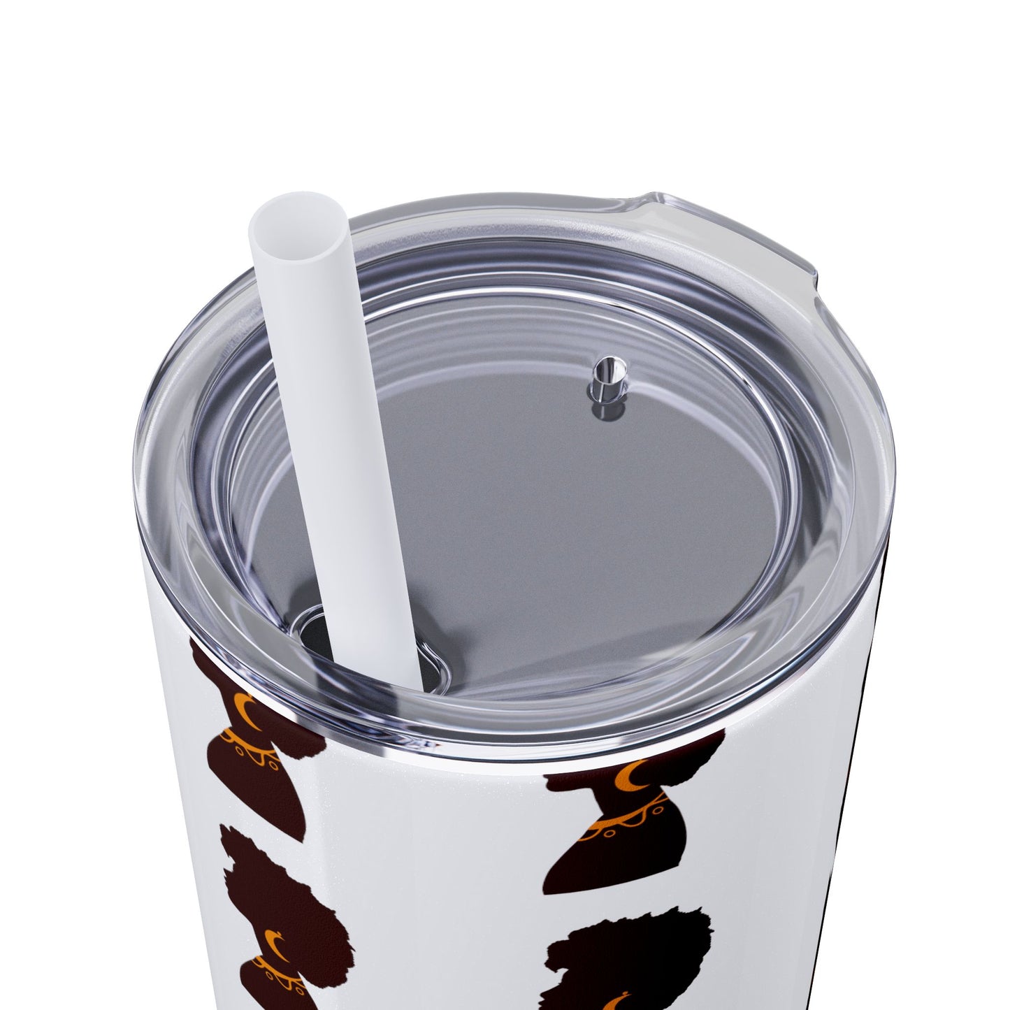 Afrocentric 20oz Skinny Tumbler | Stainless Steel Insulated Tumbler with Straw | Keeps Drinks Hot 12h & Cold 24h