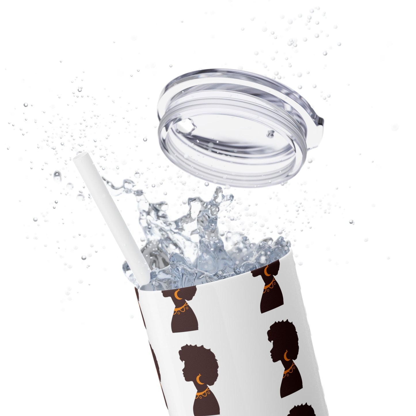 Afrocentric 20oz Skinny Tumbler | Stainless Steel Insulated Tumbler with Straw | Keeps Drinks Hot 12h & Cold 24h