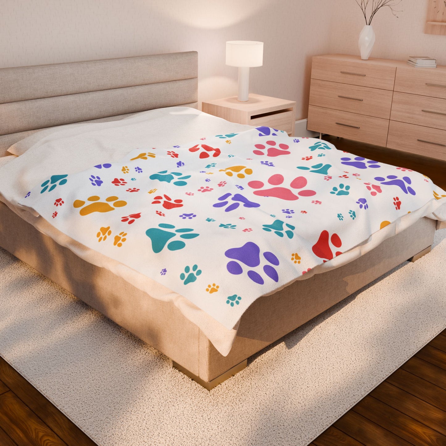 Paw Print Blanket – Cozy Dog Lover Gift, Pet-Themed Throw Blanket in 3 Sizes for National Dog Day & Year-Round Snuggles