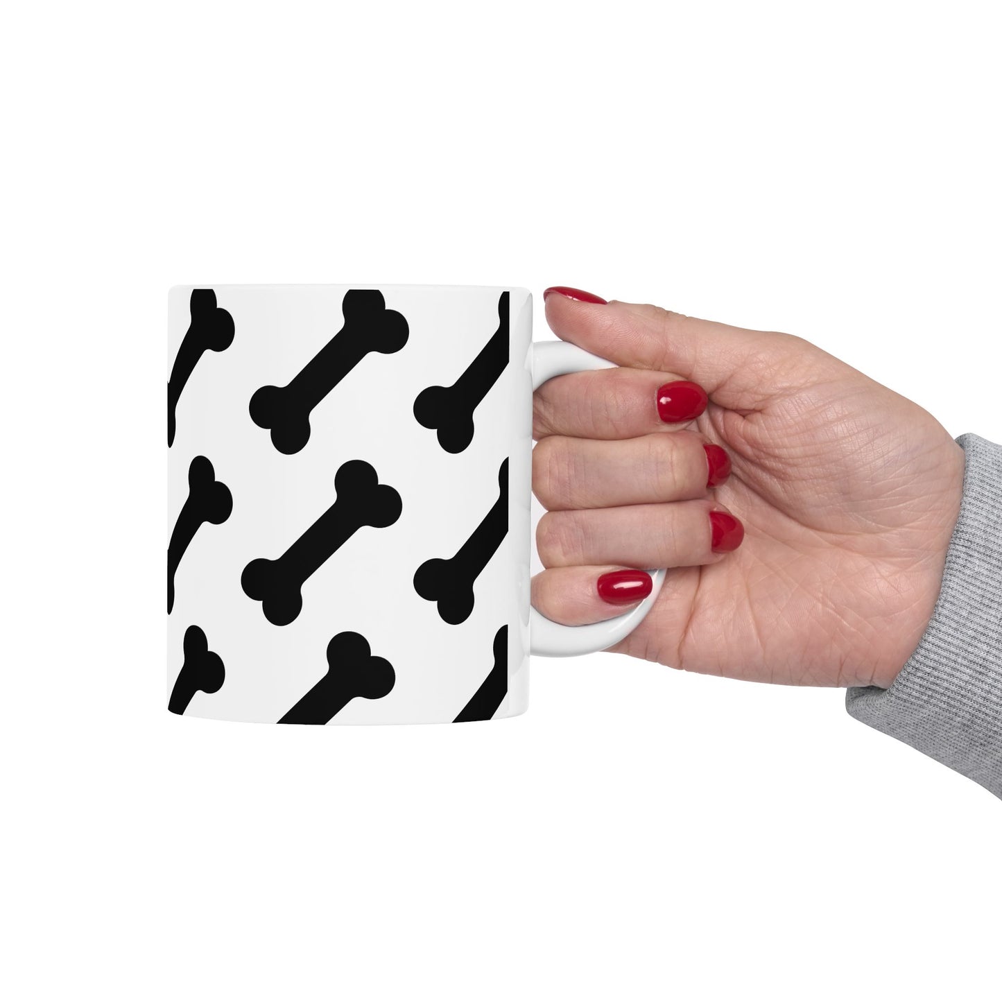 Dog Mom Coffee Mug – Bone Pattern Ceramic Mug, Pet Lover Gift, 11oz & 15oz, National Dog Day Coffee Cup, Dog Themed Mug for Women