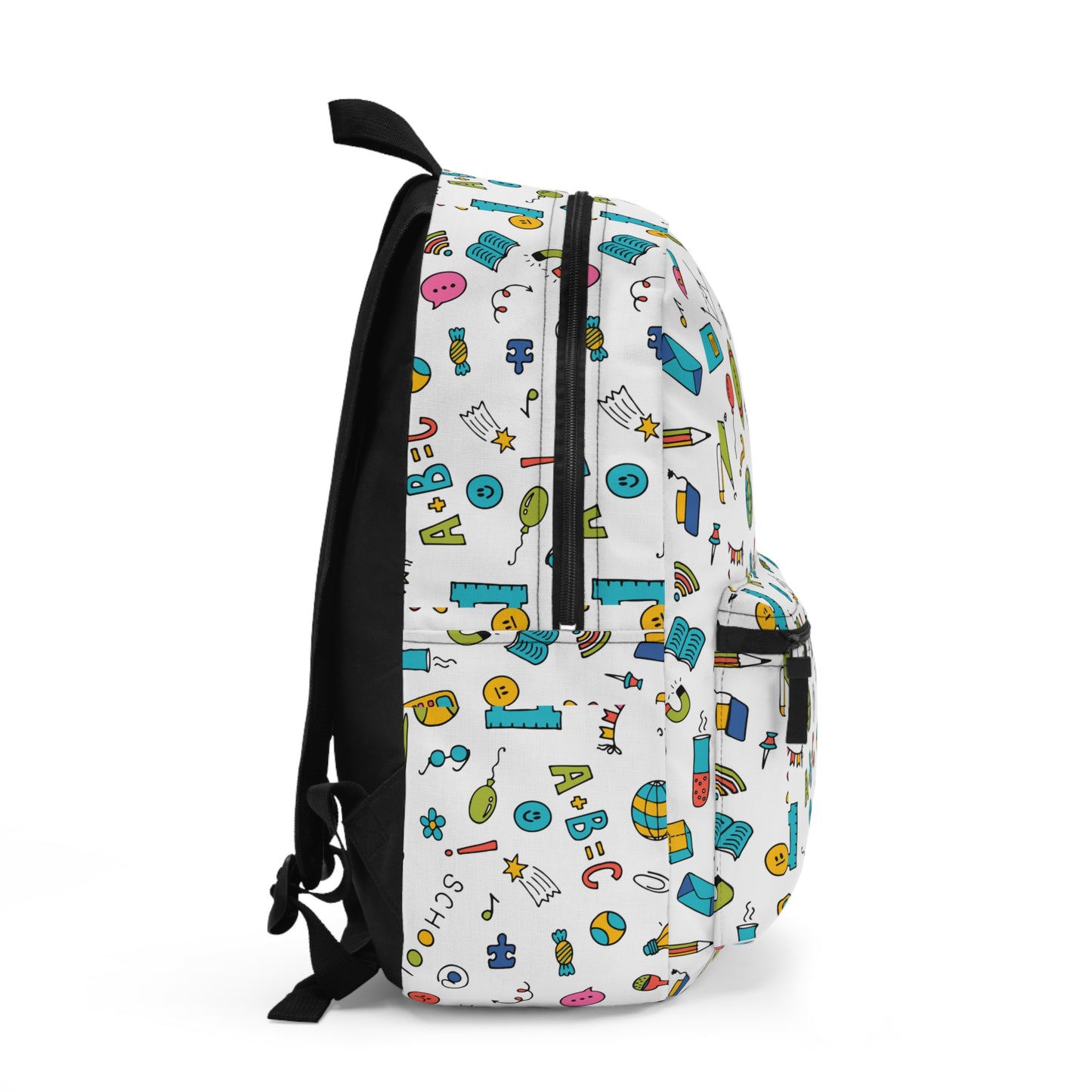 Colorful School Supplies Backpack – Fun Doodle Print | Back-to-School Book Bag for Kids & Adults