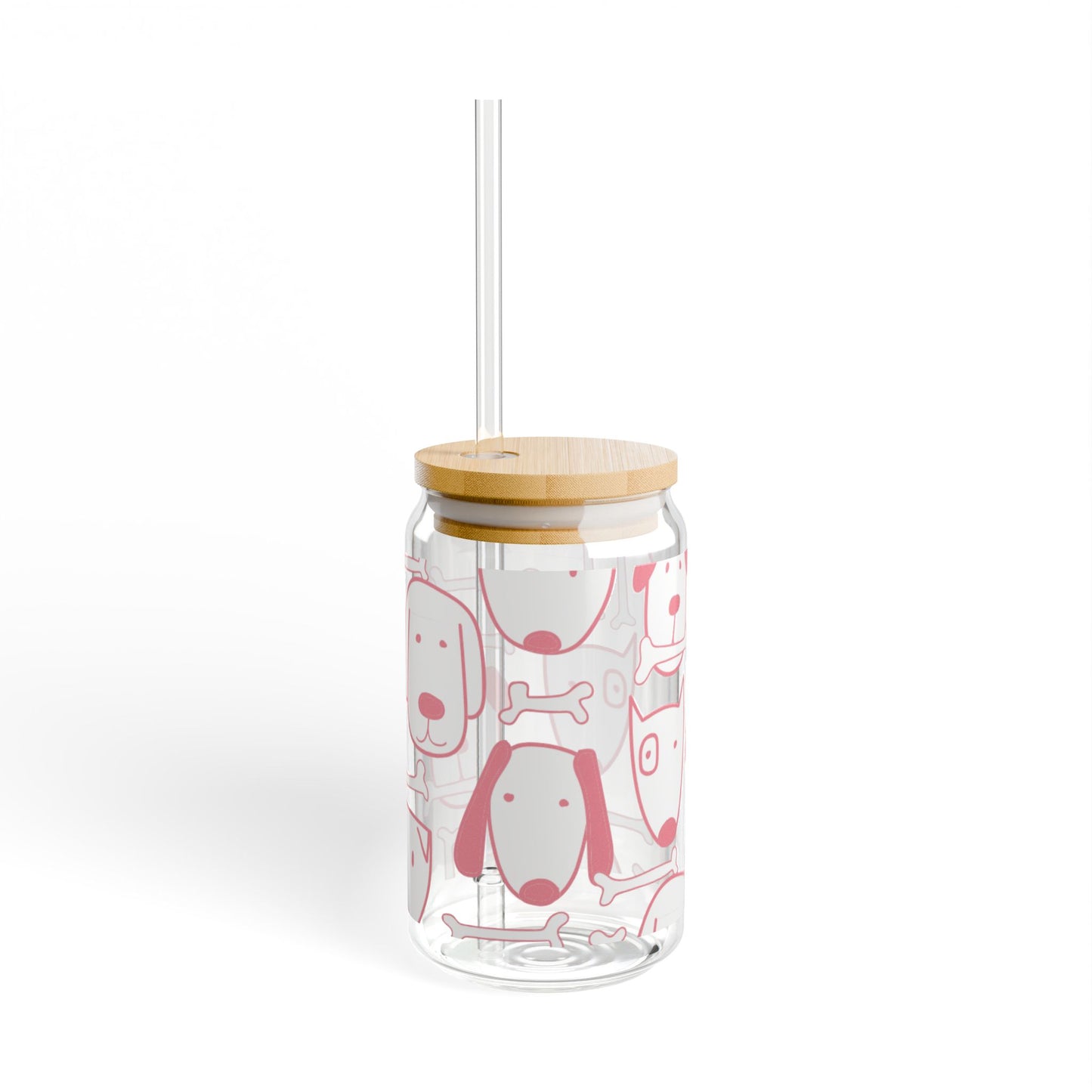 Dog Lover 16oz Glass Cup with Lid & Straw – Cute BPA-Free Sipper for Pet Moms & Pup Fans