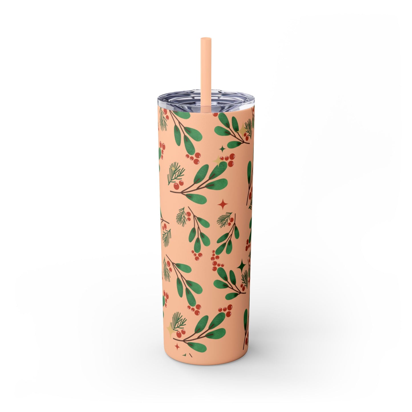 Holiday Berry Skinny Tumbler 20oz | Festive Insulated Drinkware
