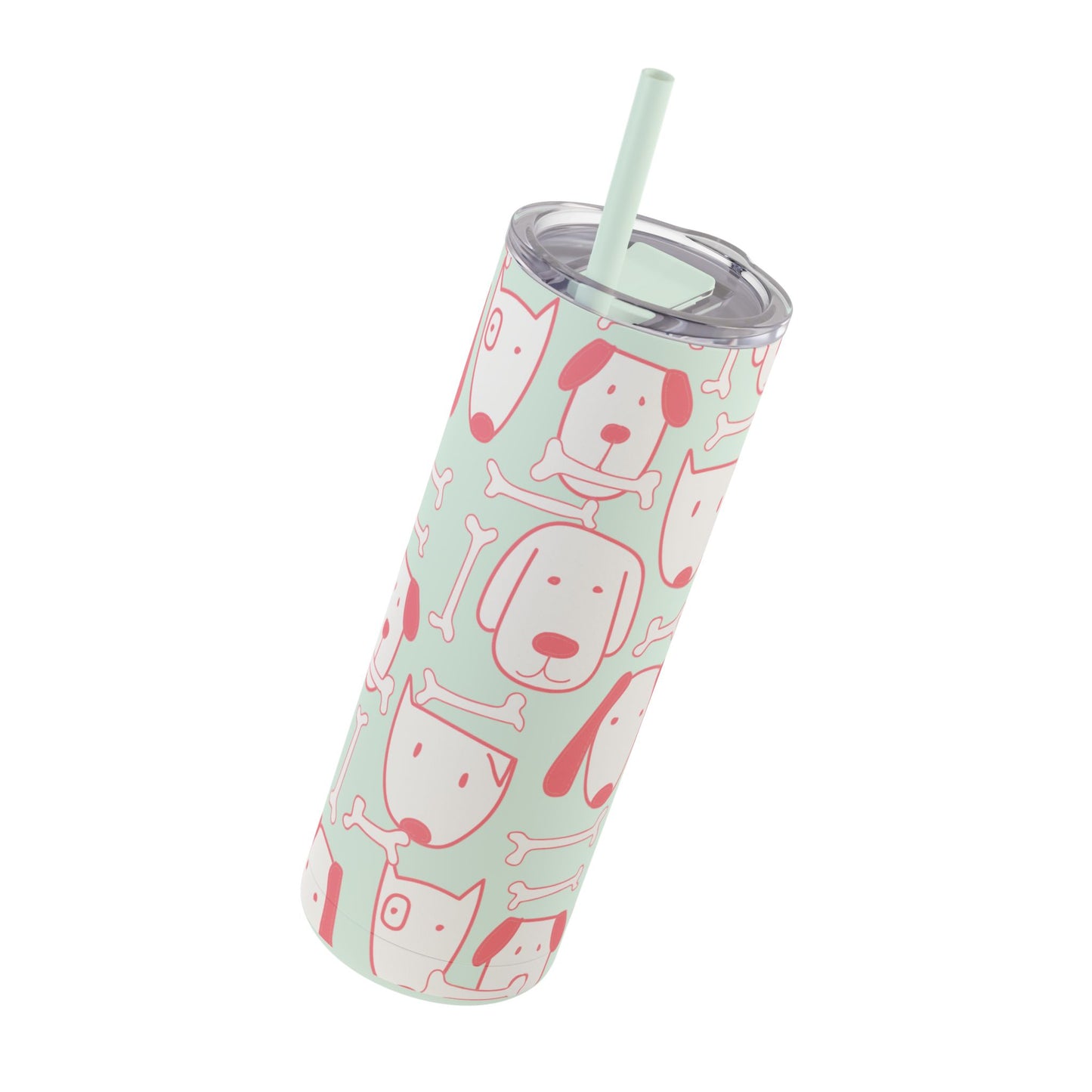 Dog Mom 20oz Skinny Tumbler – Pink Dog Print, Double-Wall Stainless Steel