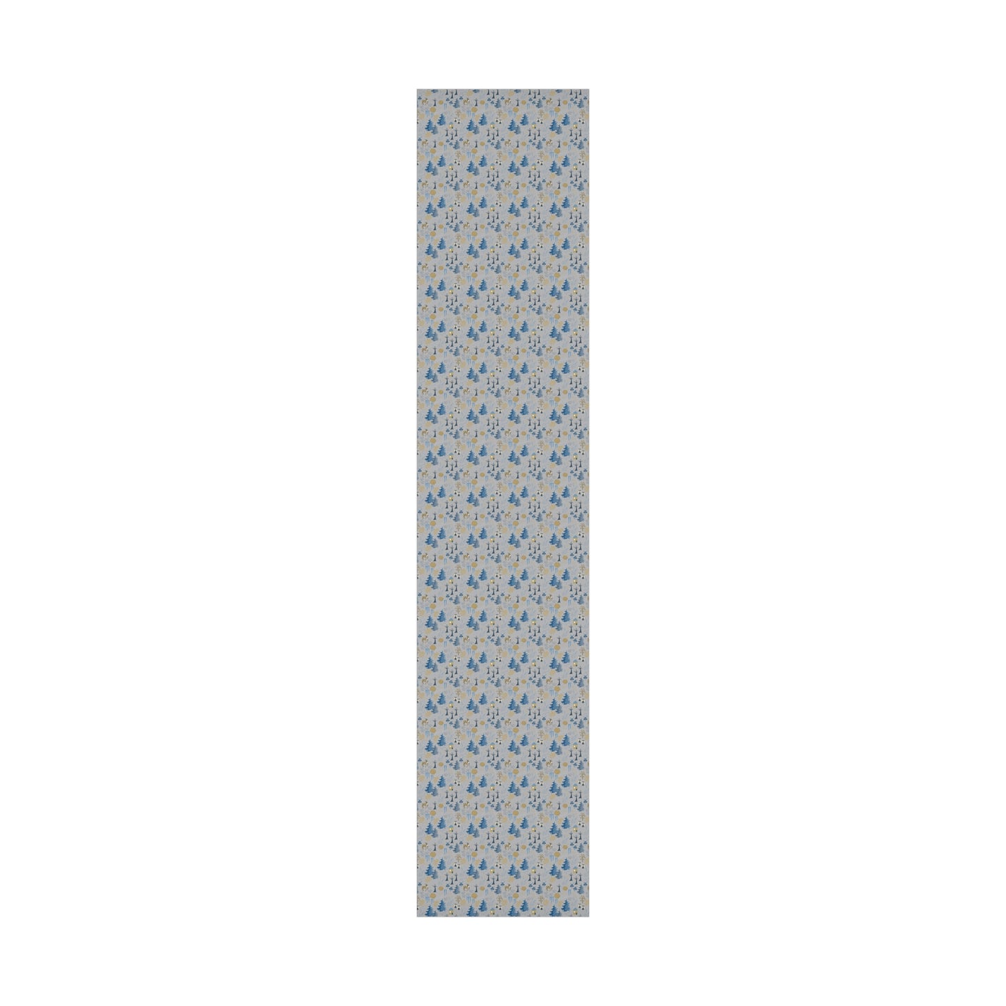 Winter Forest Scene Wrapping Paper: Blue & Grey - Eco-Friendly Christmas Gift Wrap Available in Satin and Matte