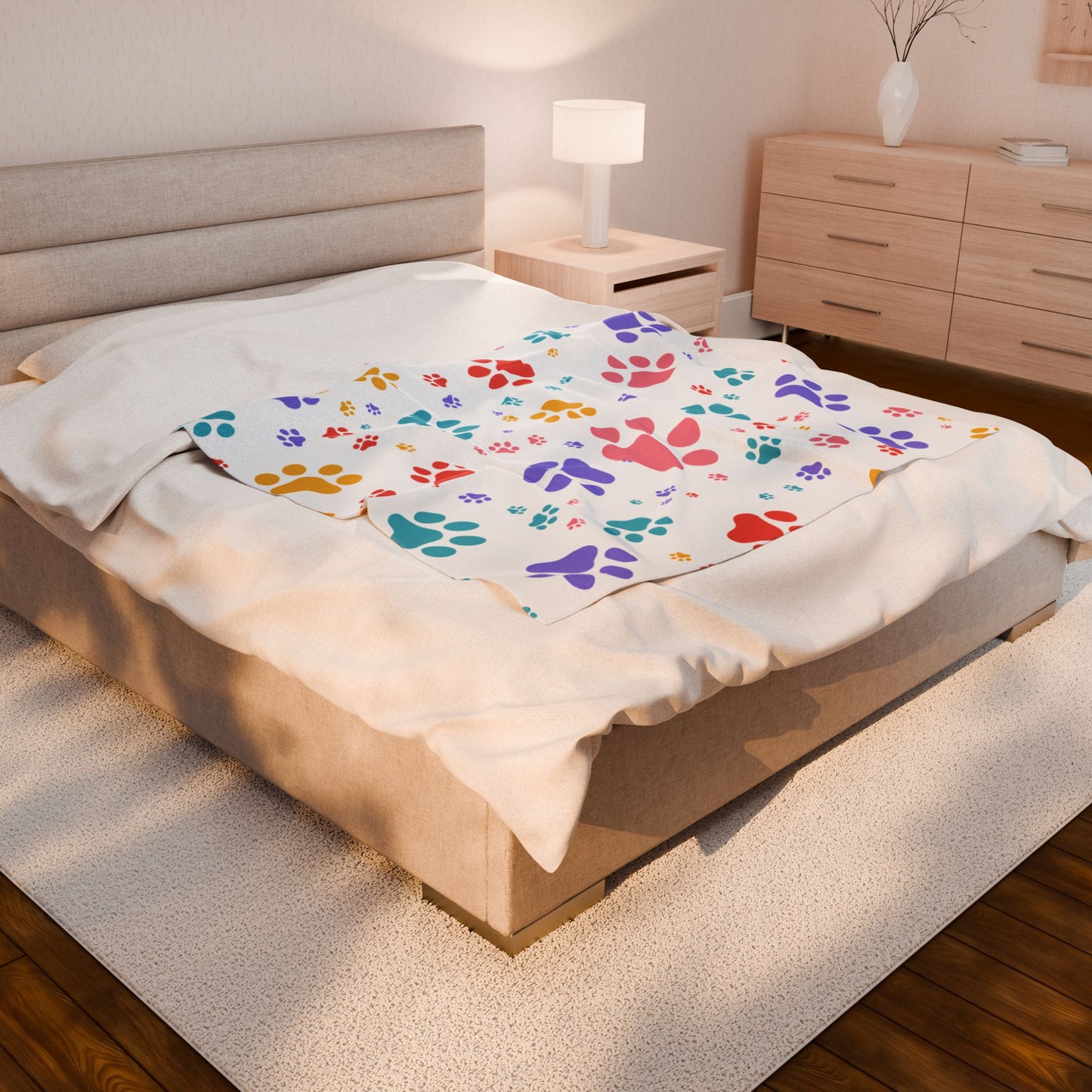 Paw Print Blanket – Cozy Dog Lover Gift, Pet-Themed Throw Blanket in 3 Sizes for National Dog Day & Year-Round Snuggles