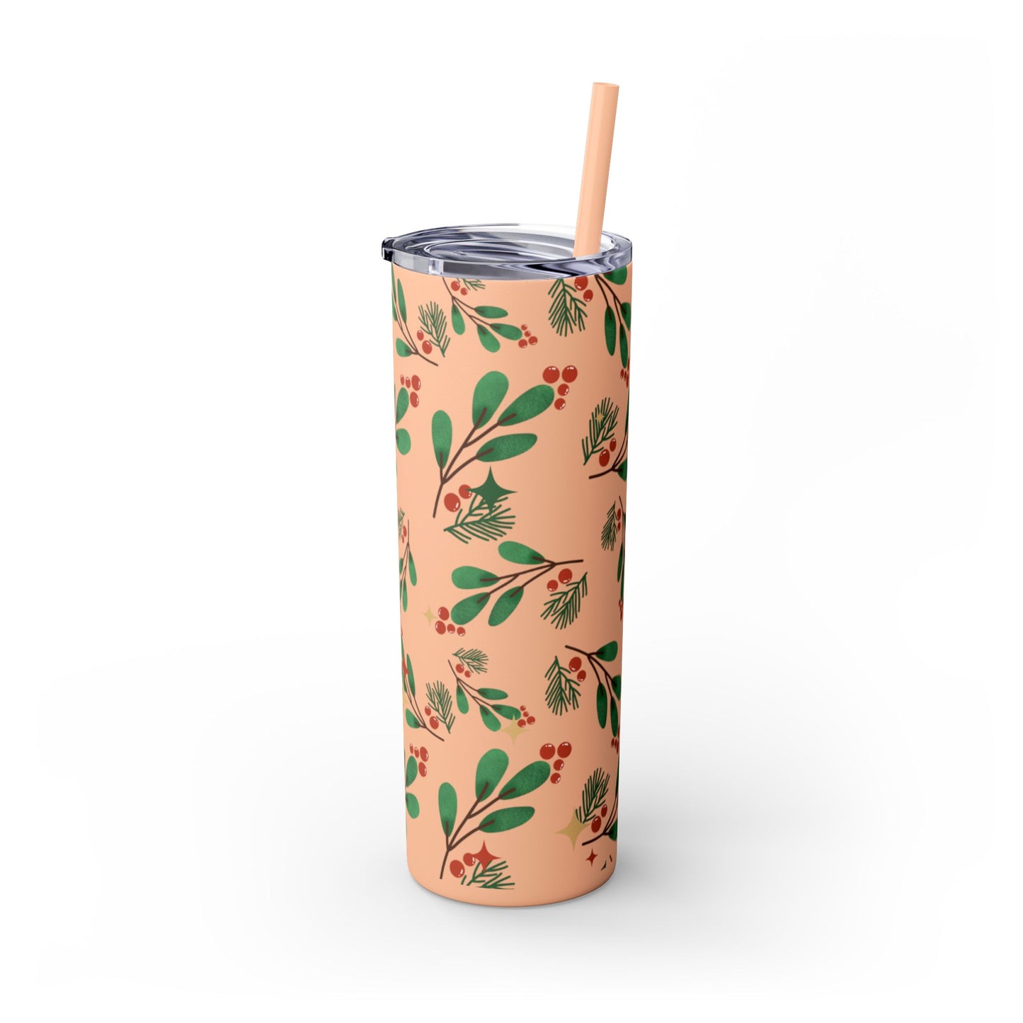 Holiday Berry Skinny Tumbler 20oz | Festive Insulated Drinkware