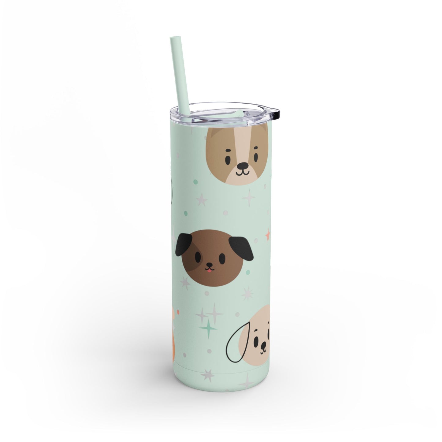 20oz Skinny Dog Tumbler – Cute Pastel Dog Face Cup with Straw (Hot & Cold Drinks)