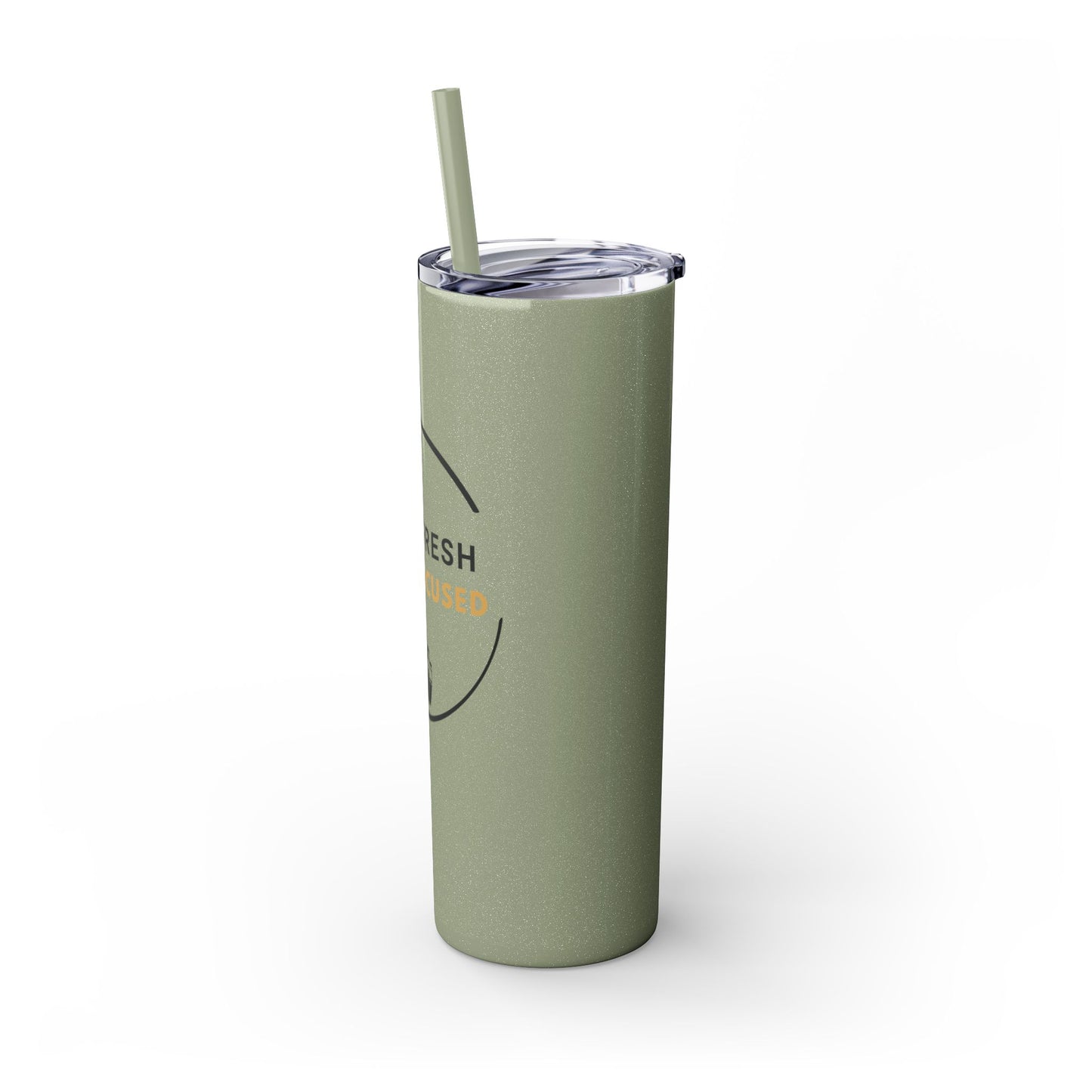 Stay Fresh Stay Focused 20oz Skinny Tumbler | Insulated Travel Mug | Motivational Fitness Tumbler | Hot & Cold Drink Tumbler with Straw | BPA-Free