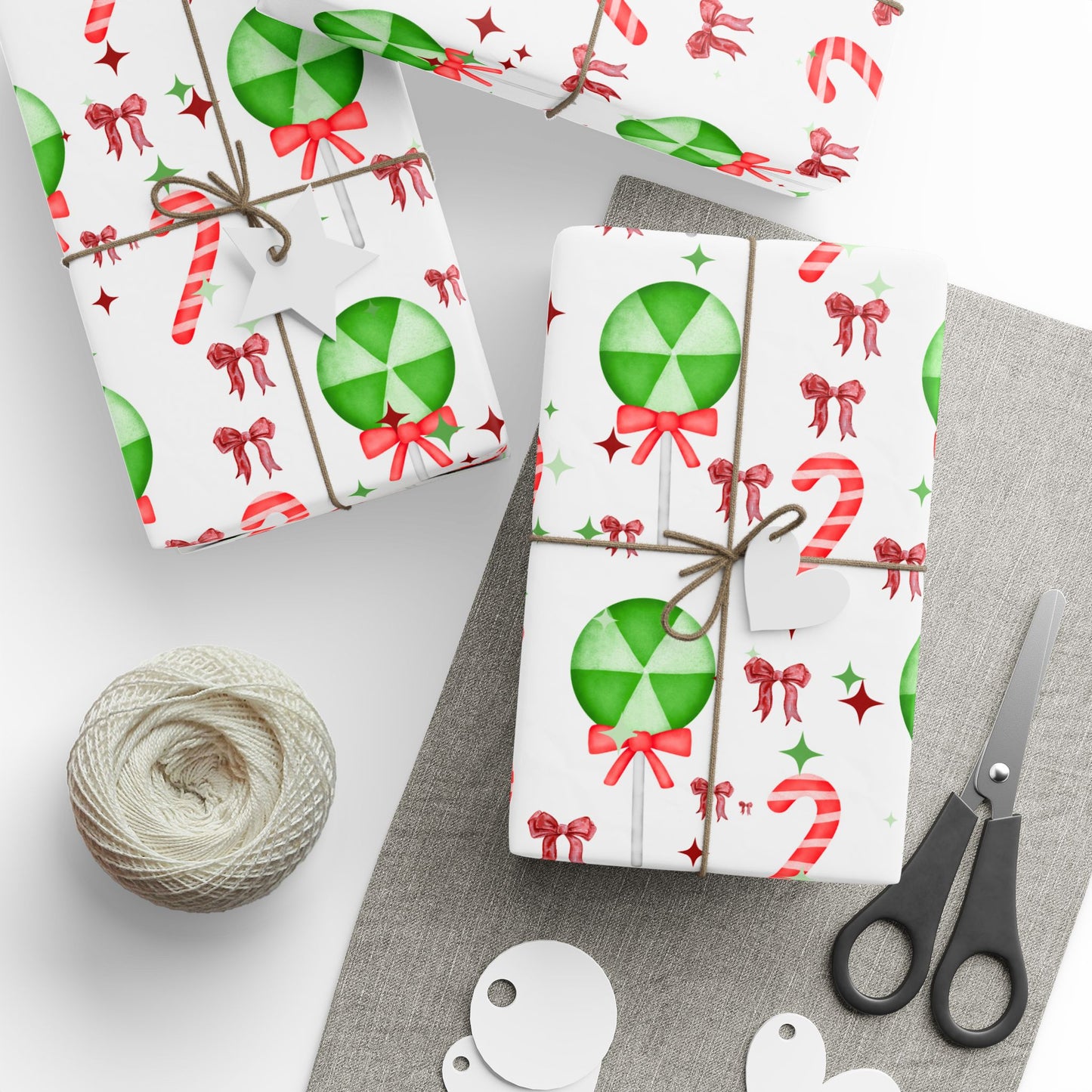 Festive Candy Cane Wrapping Paper : Holiday Gift Wrap with Peppermint Candy & Bow Design, Perfect for Christmas Gifts