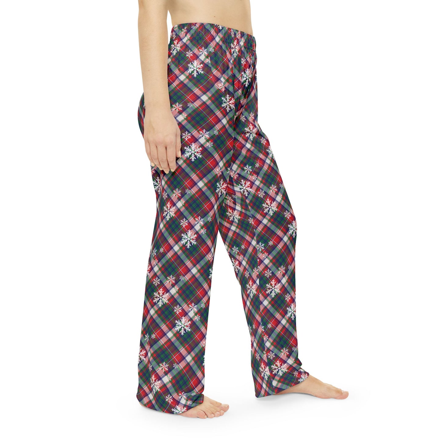 Plaid Snowflake Women's Pajama Pants - Cozy Christmas Lounge Pants - Matching Holiday Pajamas