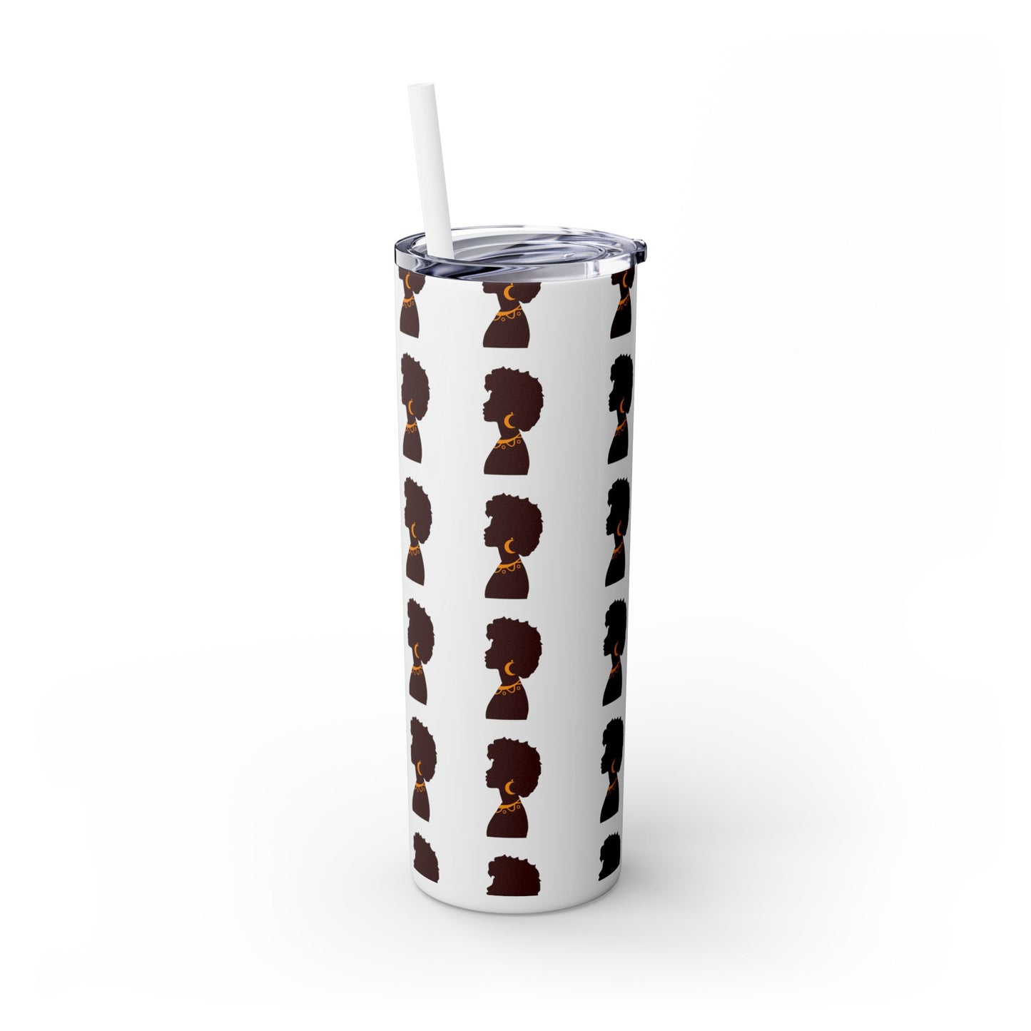 Afrocentric 20oz Skinny Tumbler | Stainless Steel Insulated Tumbler with Straw | Keeps Drinks Hot 12h & Cold 24h