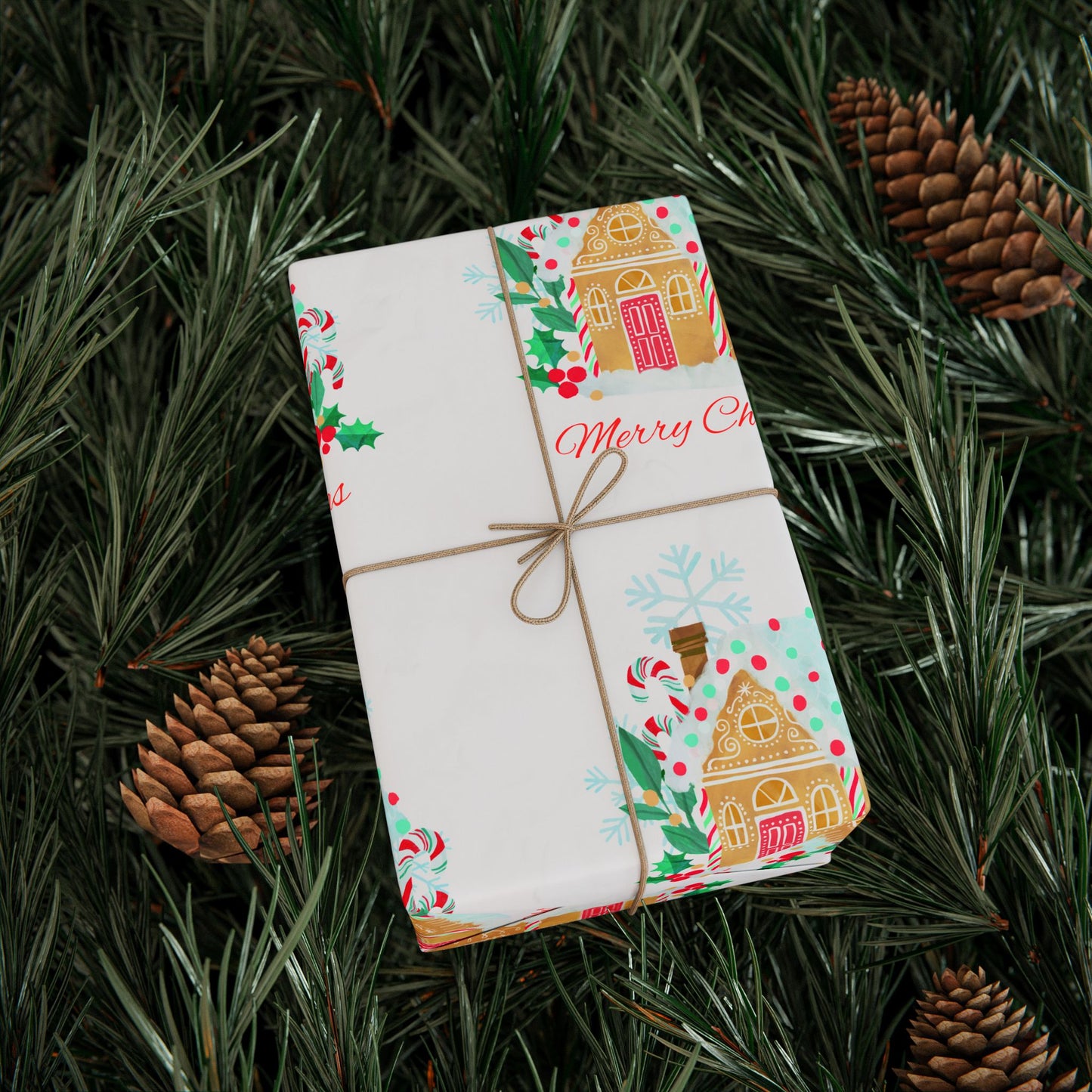 Gingerbread House Christmas Wrapping Paper : Festive Holiday Gift Wrap with Merry Christmas Design, Perfect for Holiday Gifts