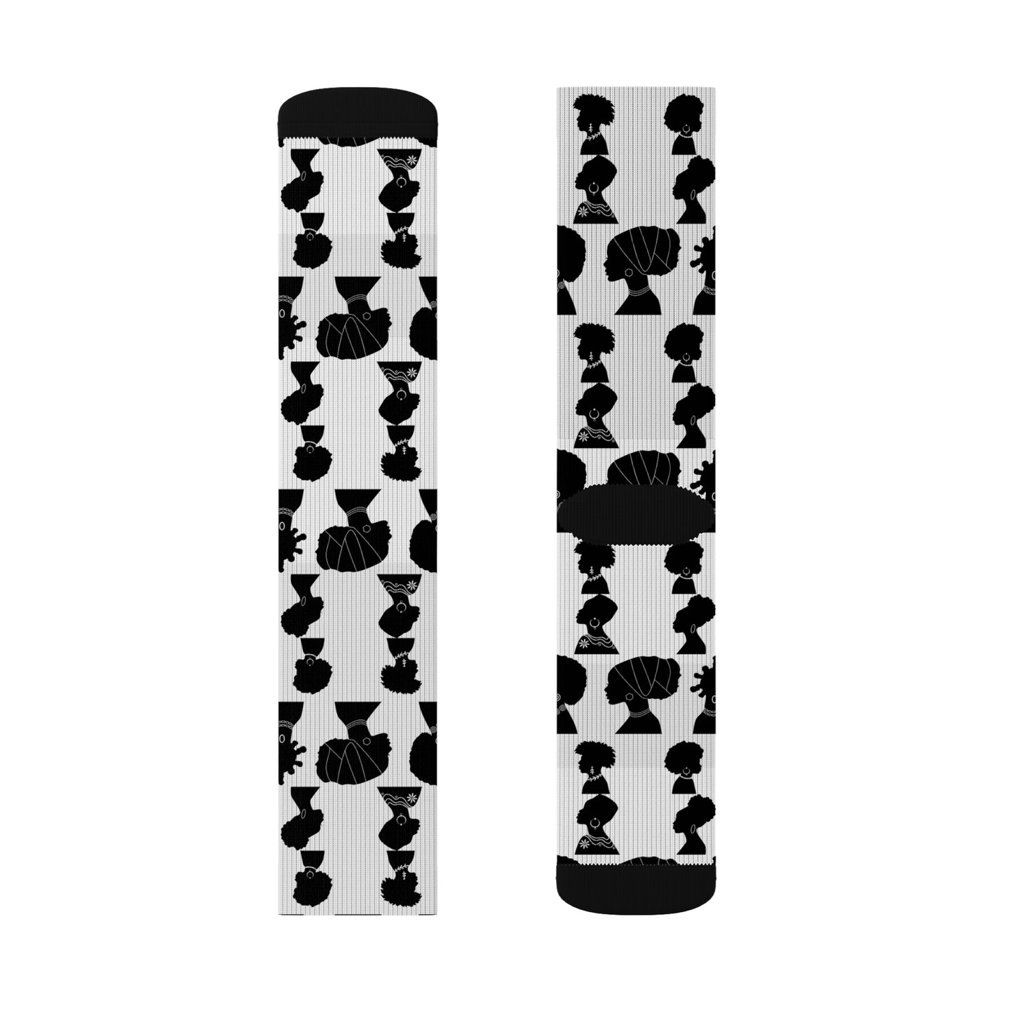 Black History Month Socks | Afro Silhouette Crew Socks | Unisex Fashion Socks | Cultural Gift for Black-Owned Business Supporters