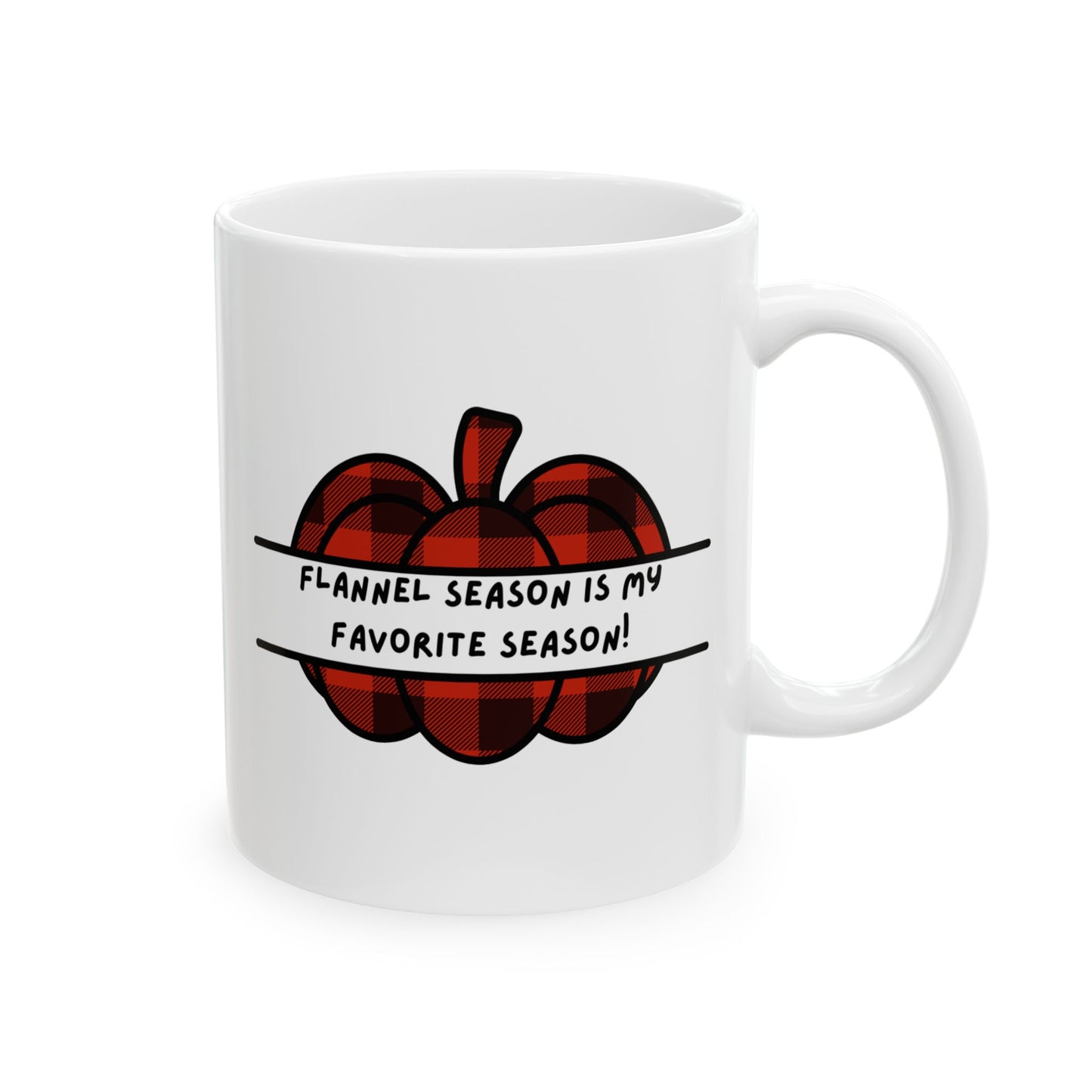 Flannel Season Favorite Coffee Mug - 11oz Ceramic Mug with Fun Autumn Quote - Perfect Gift for Fall Lovers & Thanksgiving Decor