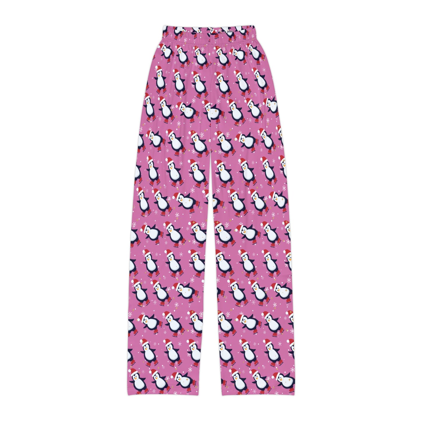 Kids Pink Penguin Pajama Pants : Soft and Cozy 100% Brushed Polyester Cute Holiday Loungewear for Girls & Boys