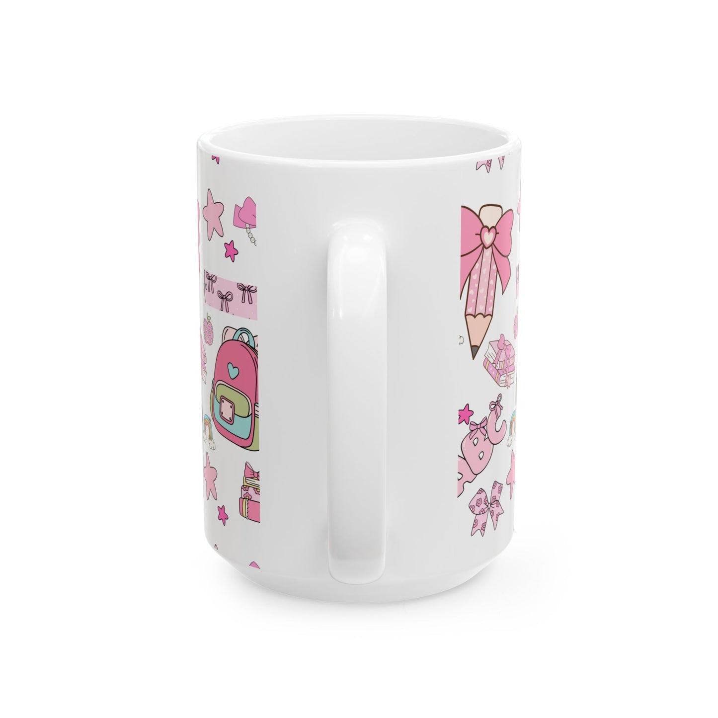 Kawaii Back-to-School Mug | Cute Pink Ceramic Coffee Cup in 11oz & 15oz | Matching School Set Gift
