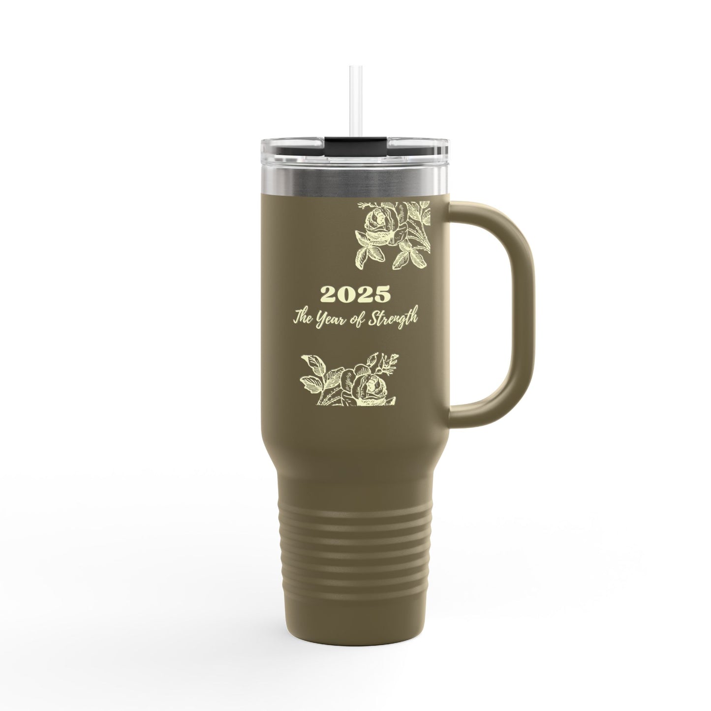 2025 Year of Strength Insulated Travel Mug Motivational Stainless-Stee Tumbler Hot and Cold Drinks 40oz Double Wall Thermos
