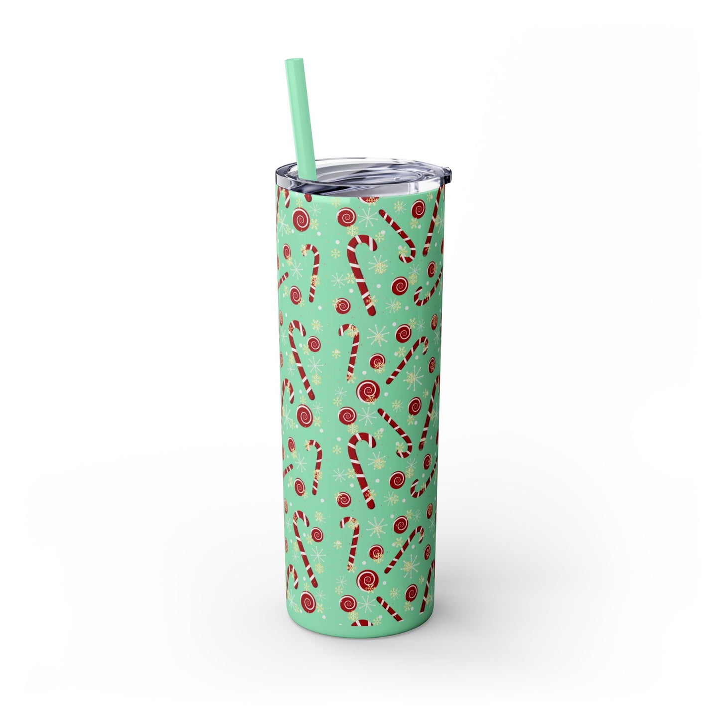 Personalized Candy Cane Skinny Tumbler 20oz | Festive Holiday Drinkware