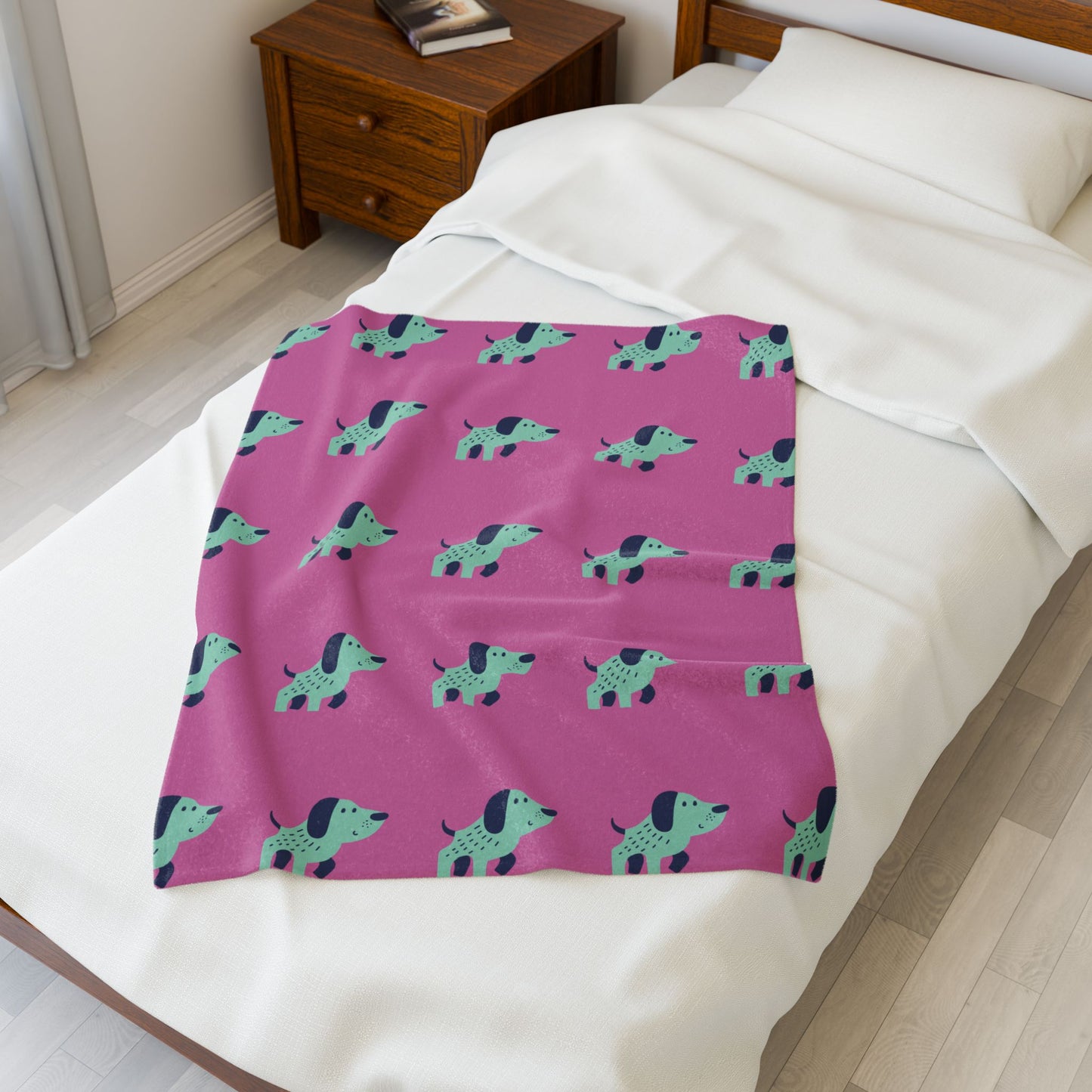 Dachshund Dreams Blanket – Pink Dog Print Plush Throw for Dog Lovers (3 Sizes)