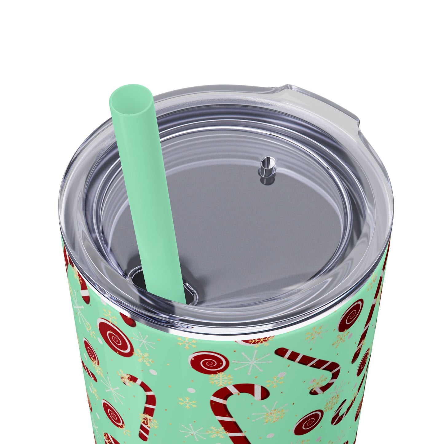 Personalized Candy Cane Skinny Tumbler 20oz | Festive Holiday Drinkware