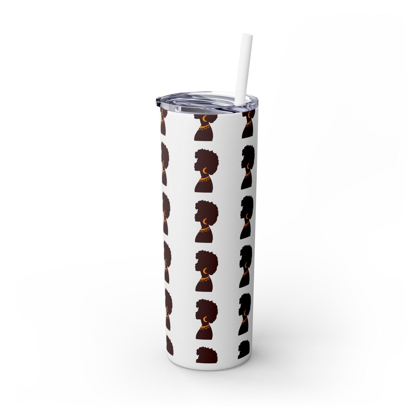 Afrocentric 20oz Skinny Tumbler | Stainless Steel Insulated Tumbler with Straw | Keeps Drinks Hot 12h & Cold 24h