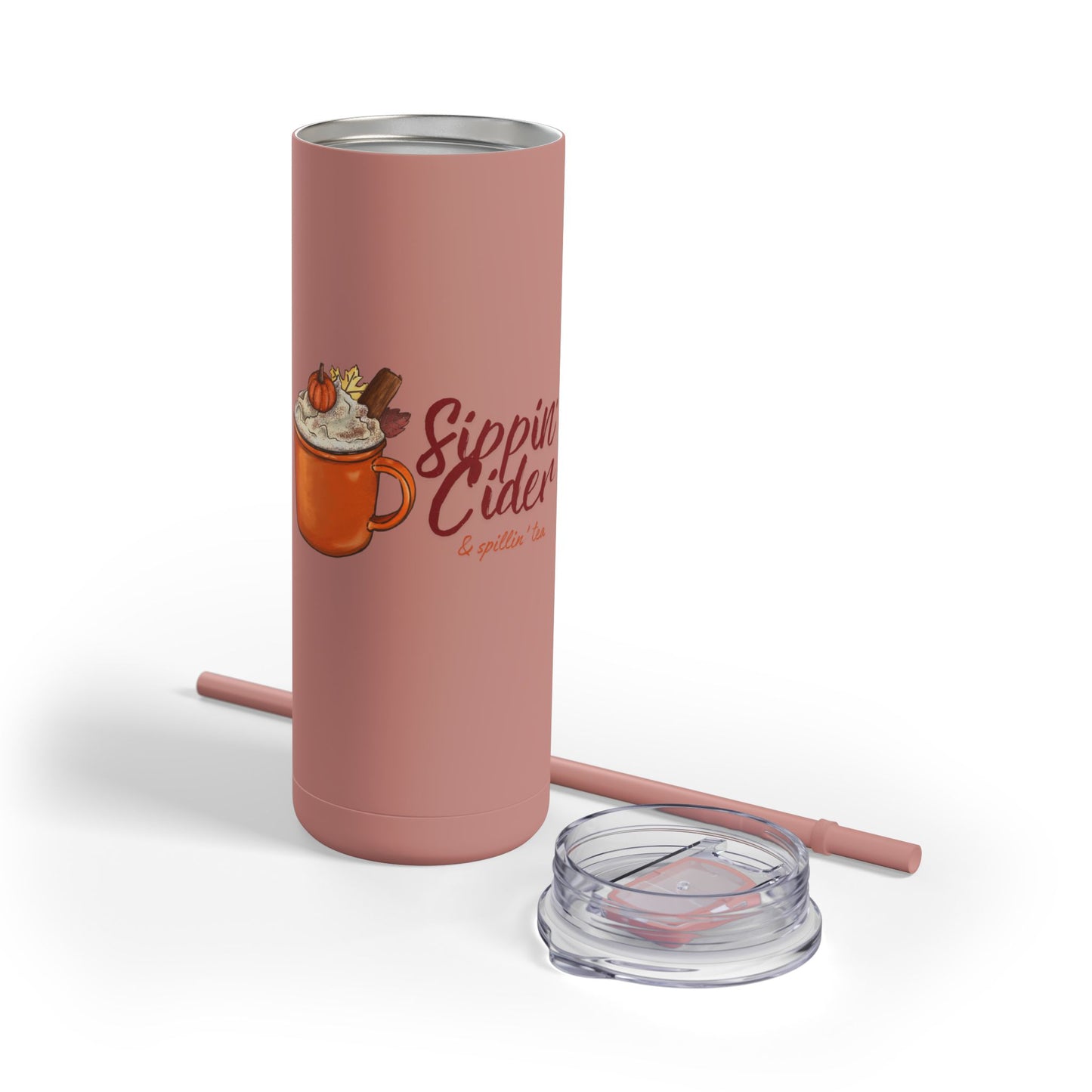 Matte Fall Sippin’ Cider & Spill’in Tea Tumbler - 20oz Double-Wall Insulated Travel Mug for Hot & Cold Drinks