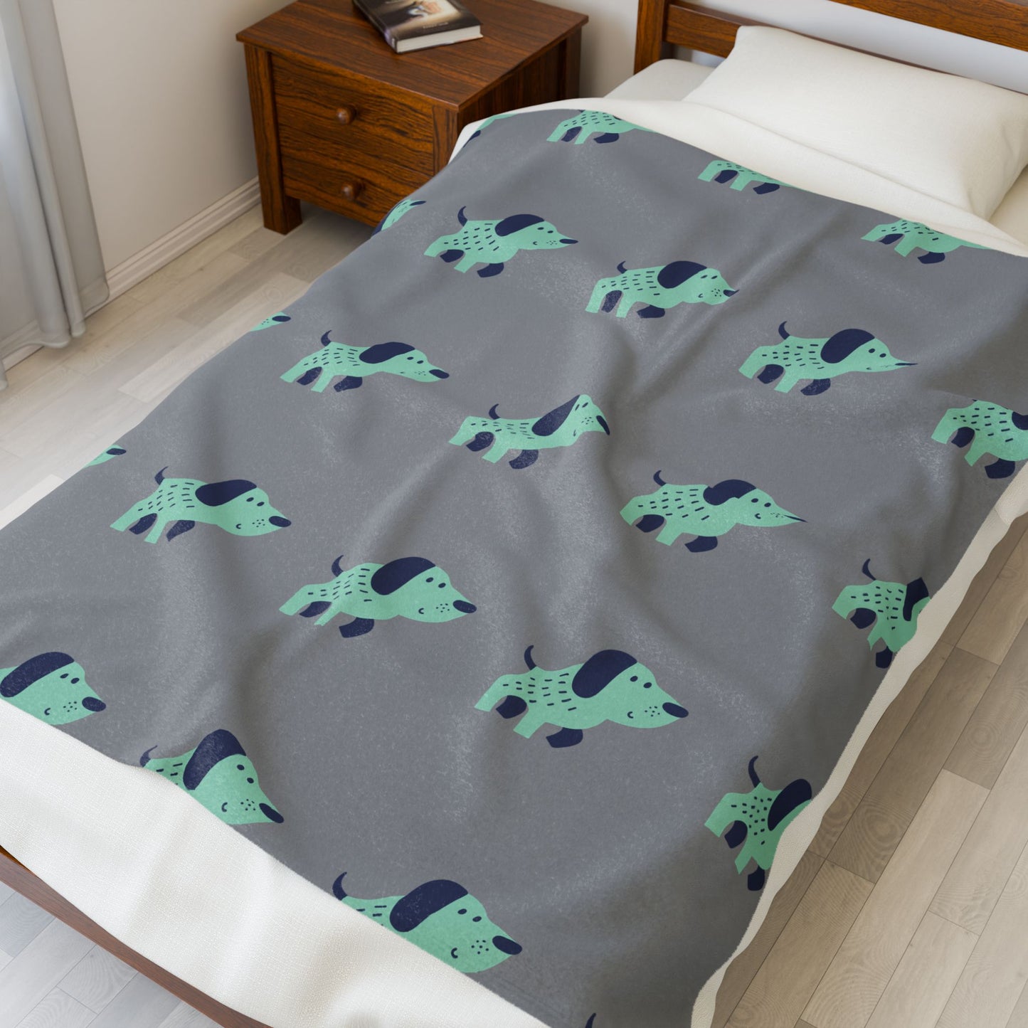 Dog Lover Throw Blanket – Cozy Plush Velveteen Blanket with Cute Puppy Pattern | 3 Sizes