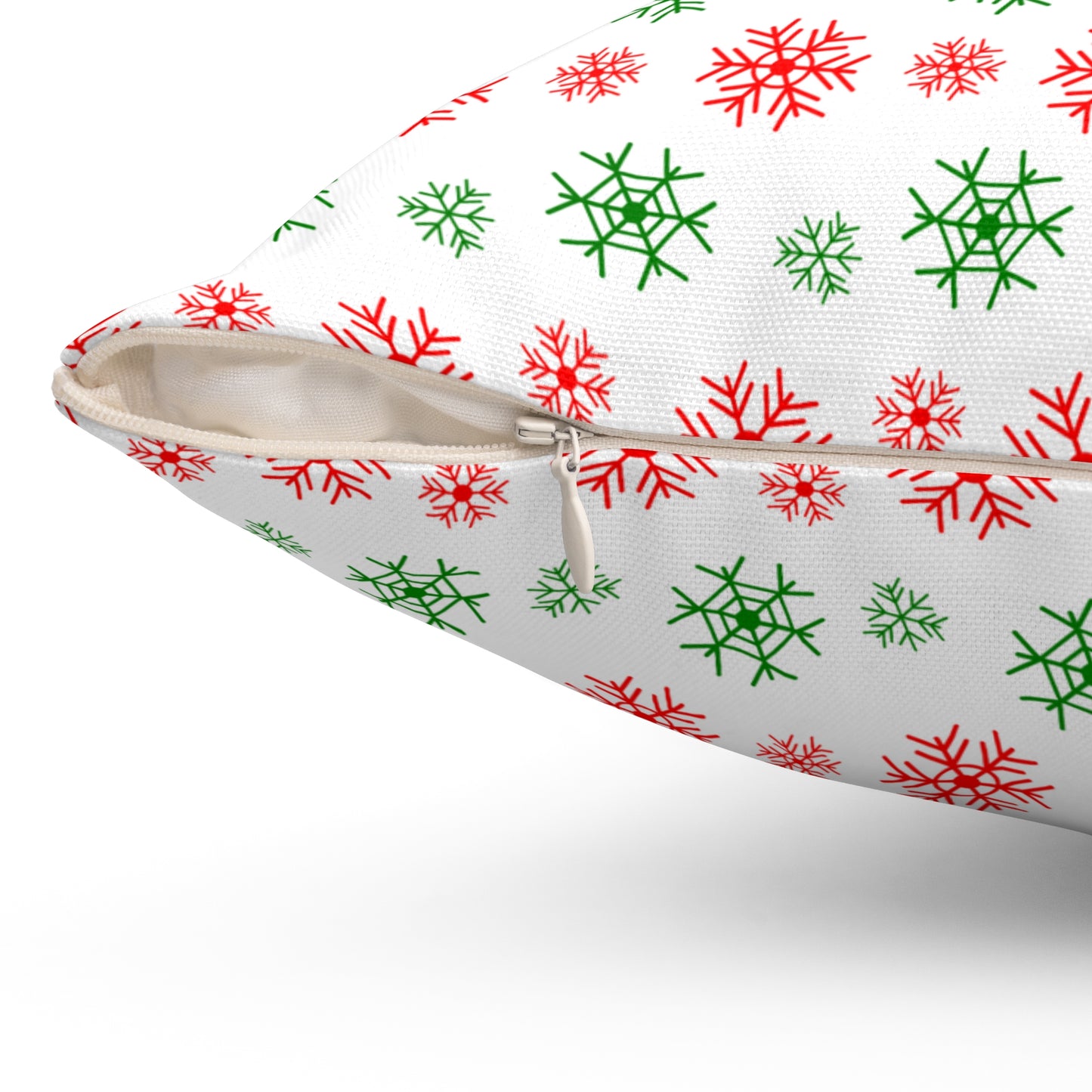 Red and Green Snowflake Throw Pillow - Festive Christmas Home Decor - Holiday Accent Cushion