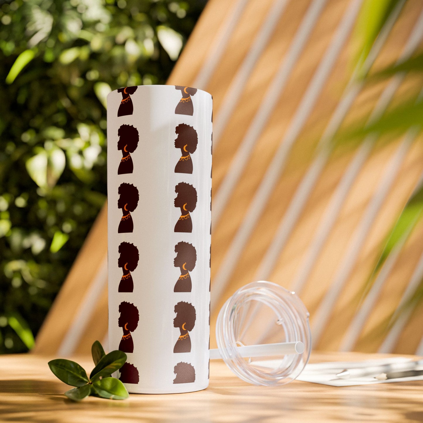 Afrocentric 20oz Skinny Tumbler | Stainless Steel Insulated Tumbler with Straw | Keeps Drinks Hot 12h & Cold 24h