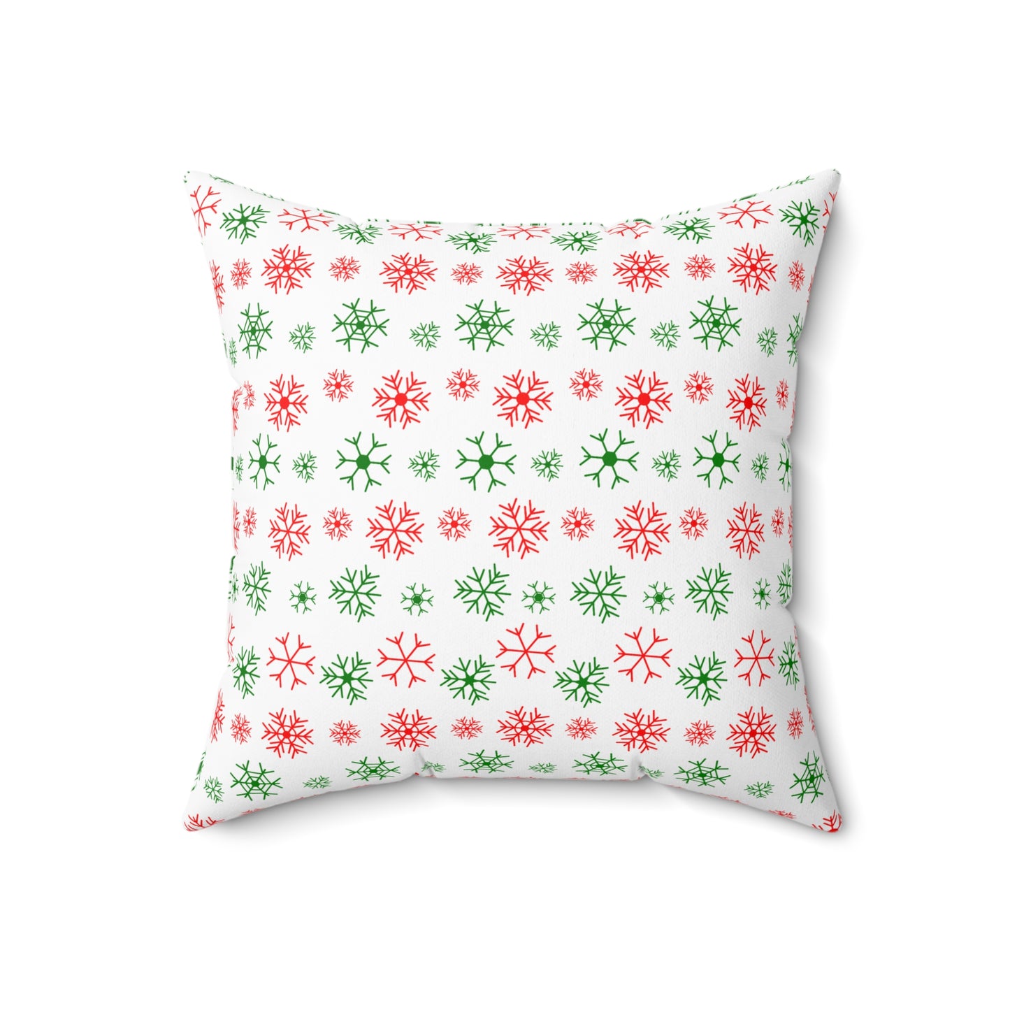 Red and Green Snowflake Throw Pillow - Festive Christmas Home Decor - Holiday Accent Cushion