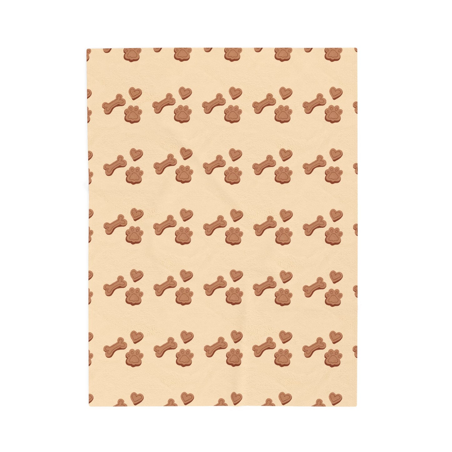 Dog Mom Cozy Blanket - Plush Beige Velveteen Throw with Paw & Bone Print (3 Sizes)