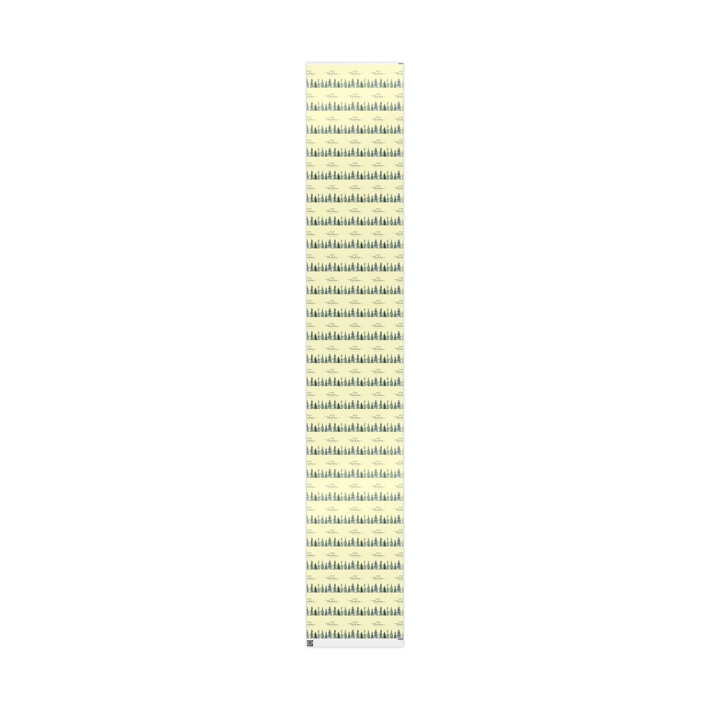 Elegant Evergreen Christmas Wrapping Paper : Minimalist Holiday Gift Wrap with Trees & Script Text, Perfect for Formal Gifting