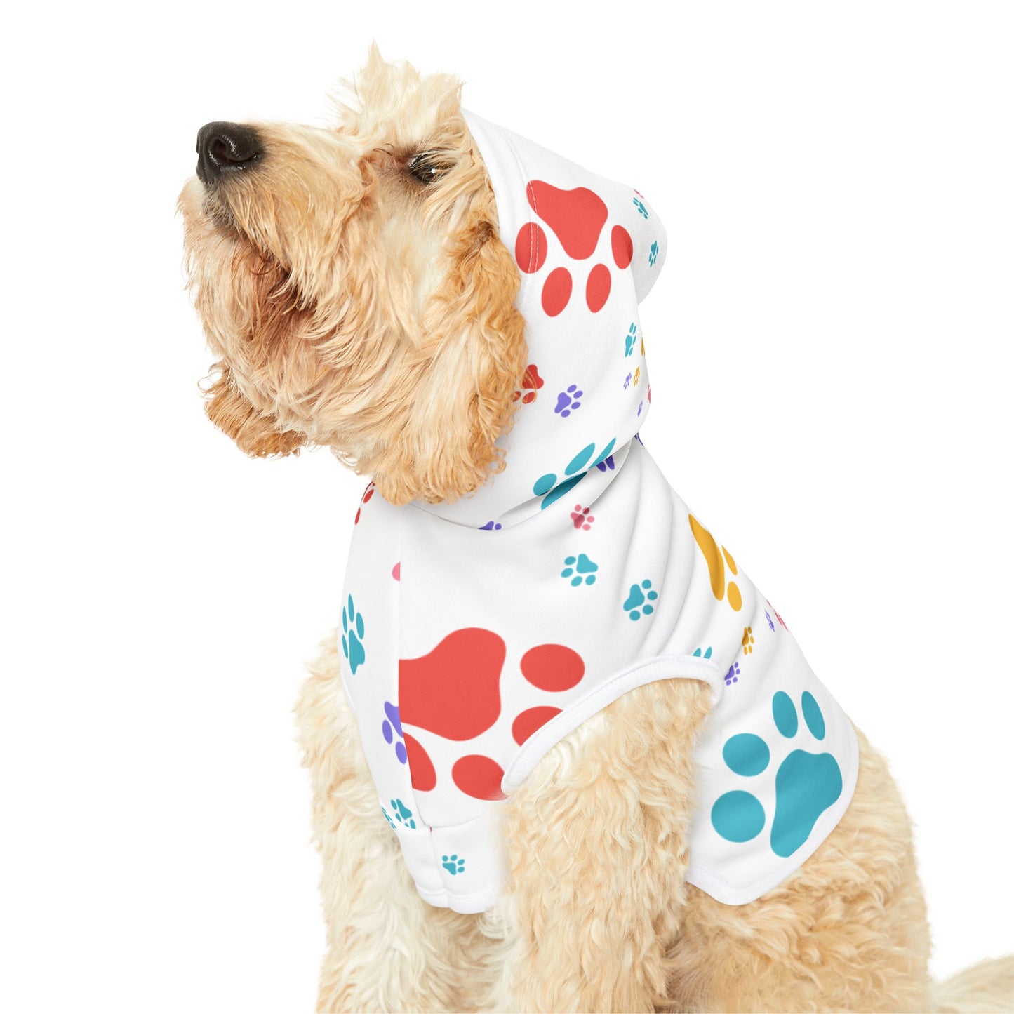 Colorful Paw Print Pet Hoodie – Soft Custom Dog Hoodie for National Dog Day & Year-Round Style