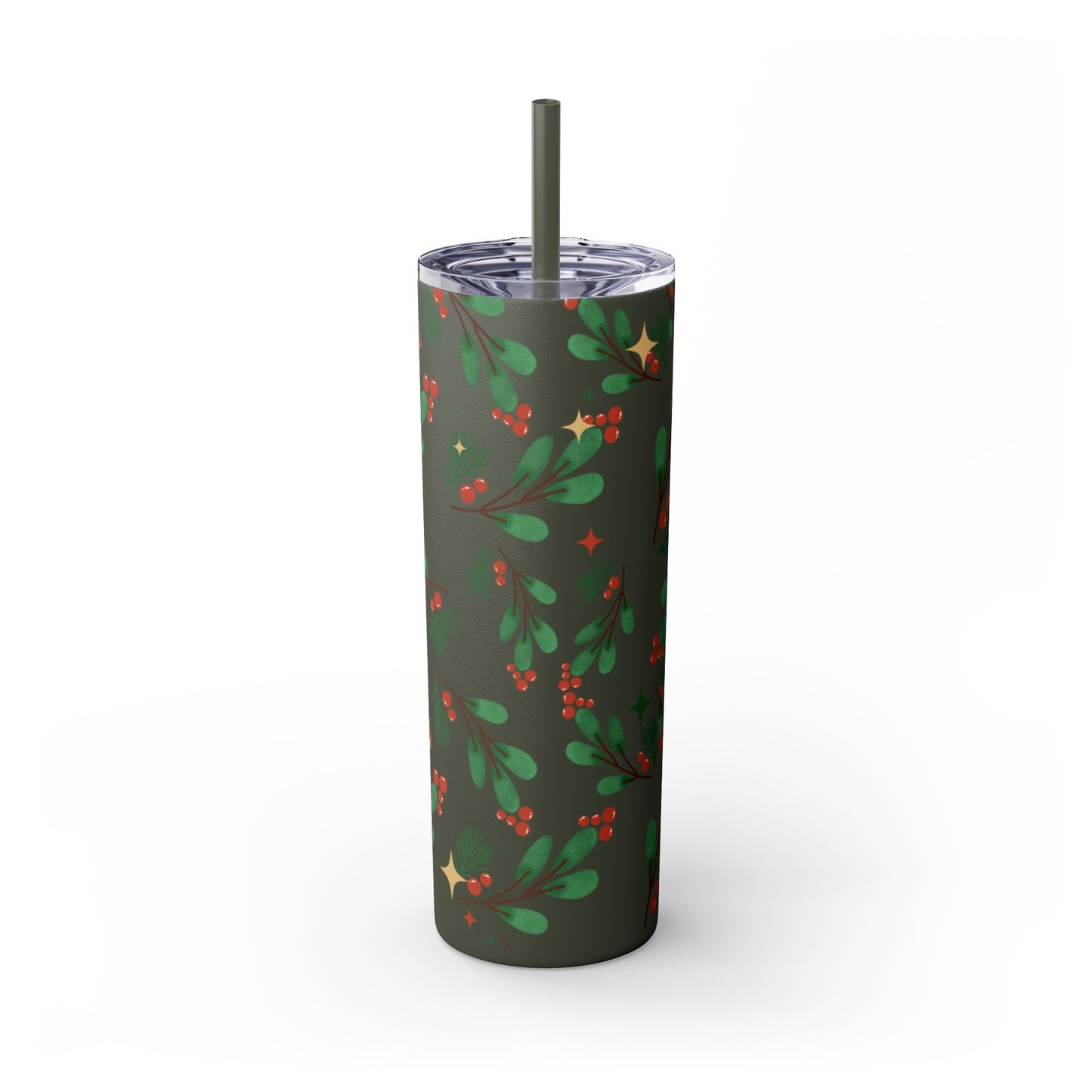 Holiday Berry Skinny Tumbler 20oz | Festive Insulated Drinkware