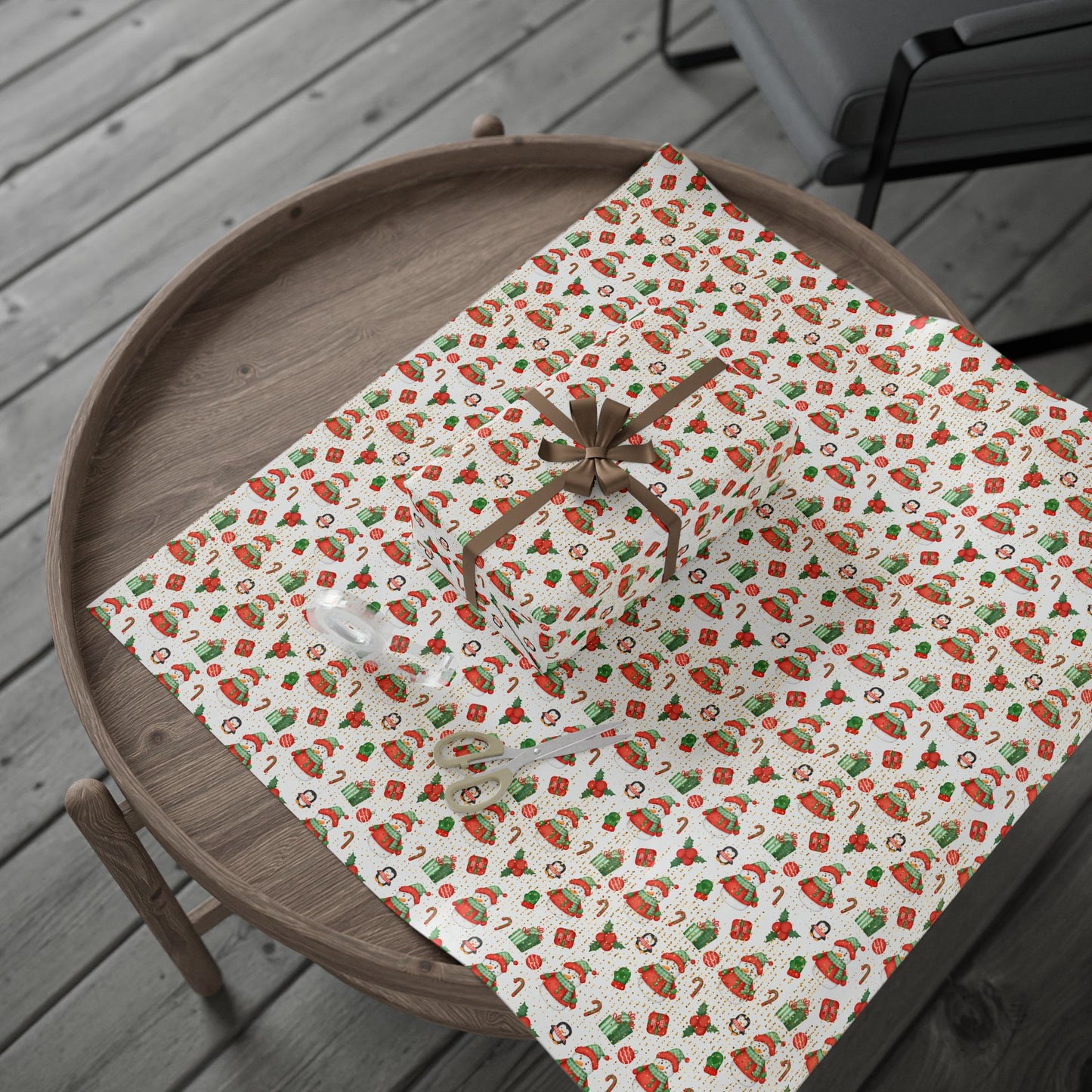 Playful Snowman Christmas Wrapping Paper : Holiday Gift Wrap with Penguins, Candy Canes, and Festive Decor