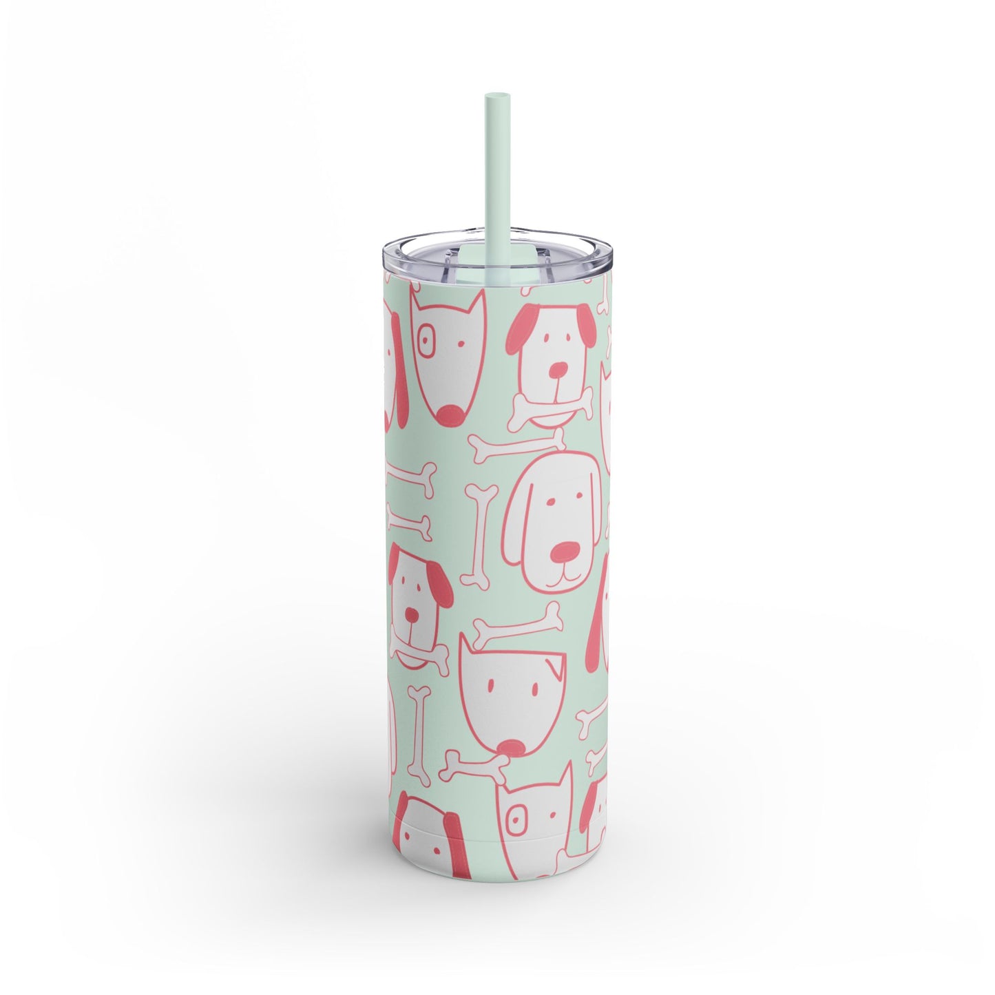 Dog Mom 20oz Skinny Tumbler – Pink Dog Print, Double-Wall Stainless Steel
