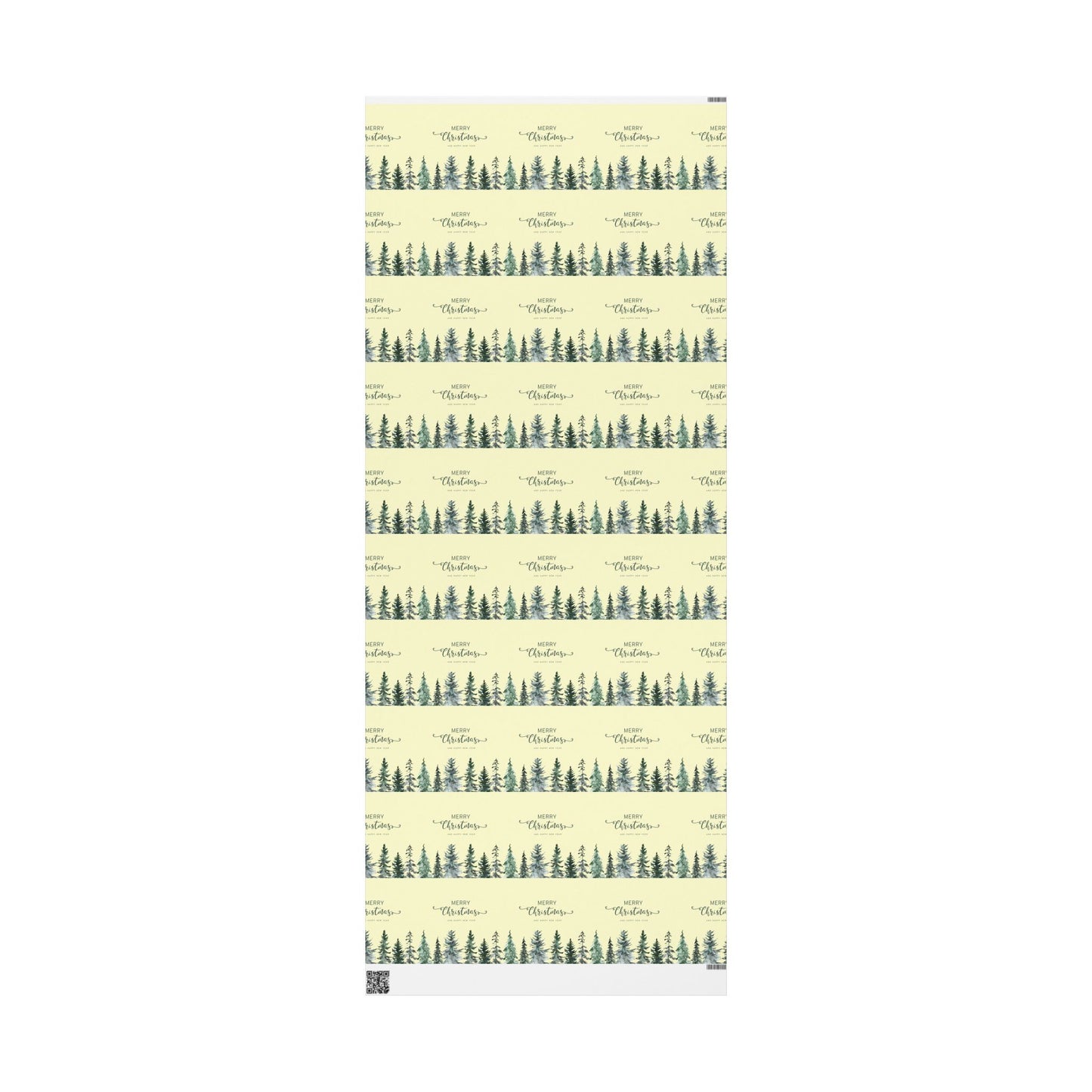 Elegant Evergreen Christmas Wrapping Paper : Minimalist Holiday Gift Wrap with Trees & Script Text, Perfect for Formal Gifting