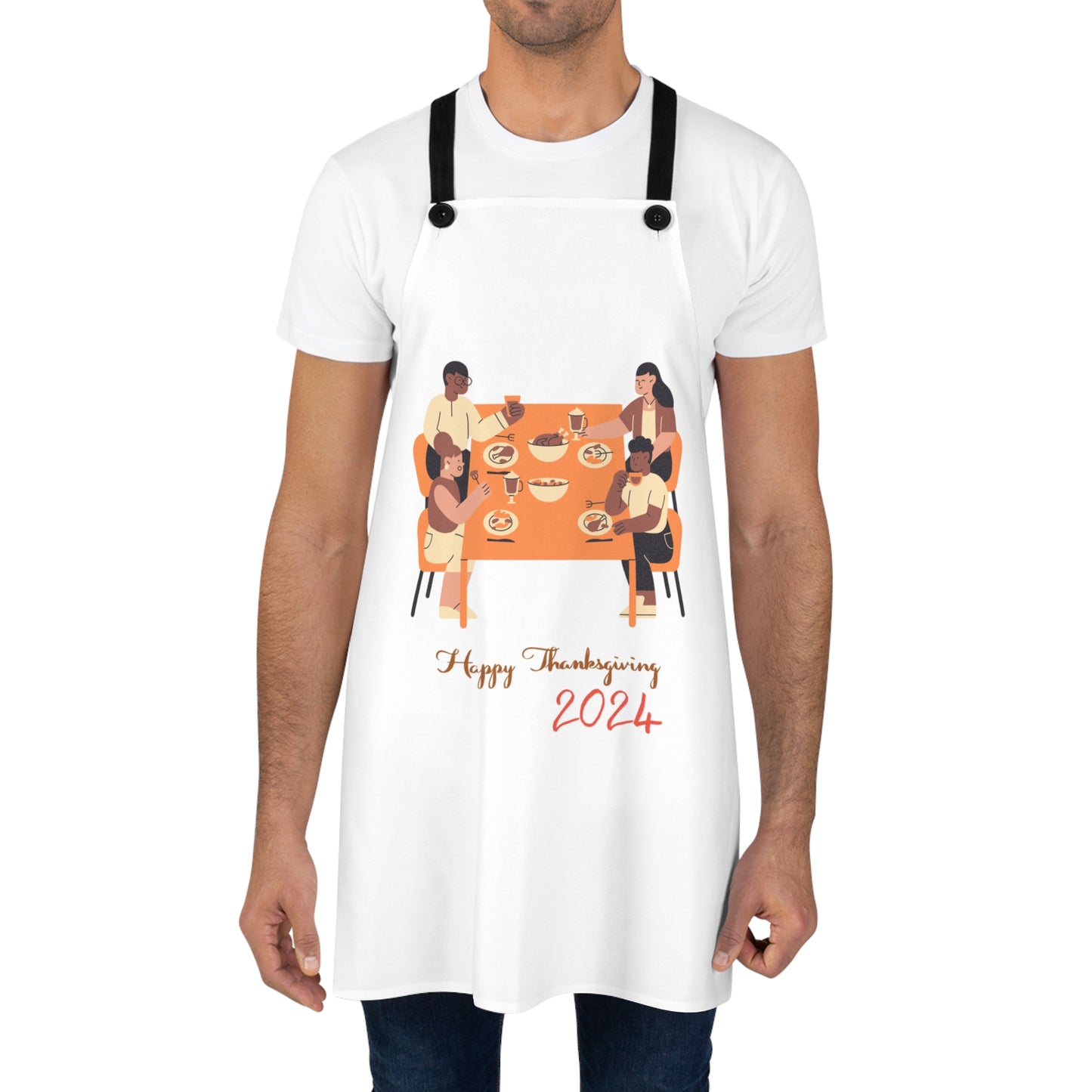 Happy Thanksgiving 2024 Apron - Fun Friendsgiving Cooking Apron for Holiday Meal Prep & Festive Kitchen Decor