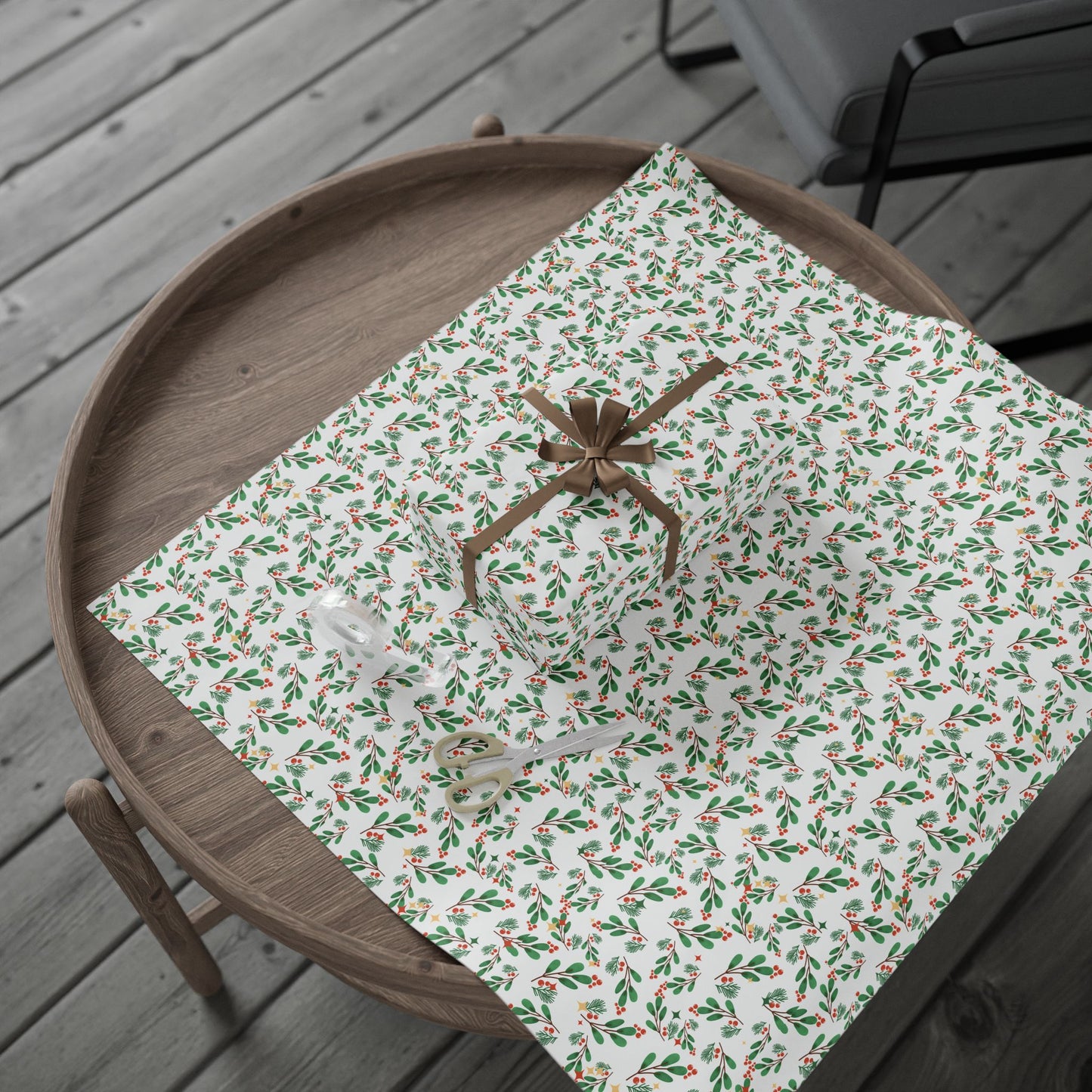 Holly Berry Christmas Wrapping Paper : Festive Holiday Gift Wrap with Greenery & Berries, Perfect for Seasonal Gifts