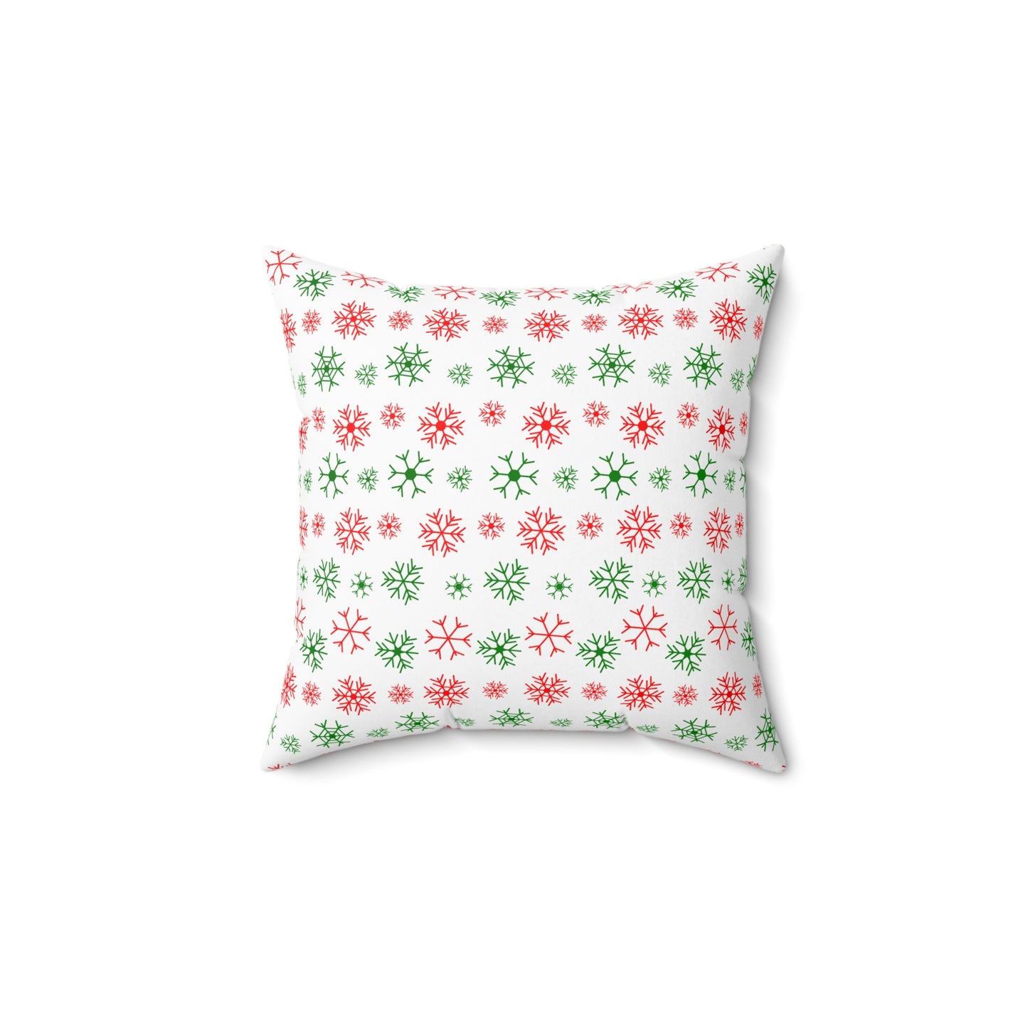 Red and Green Snowflake Throw Pillow - Festive Christmas Home Decor - Holiday Accent Cushion