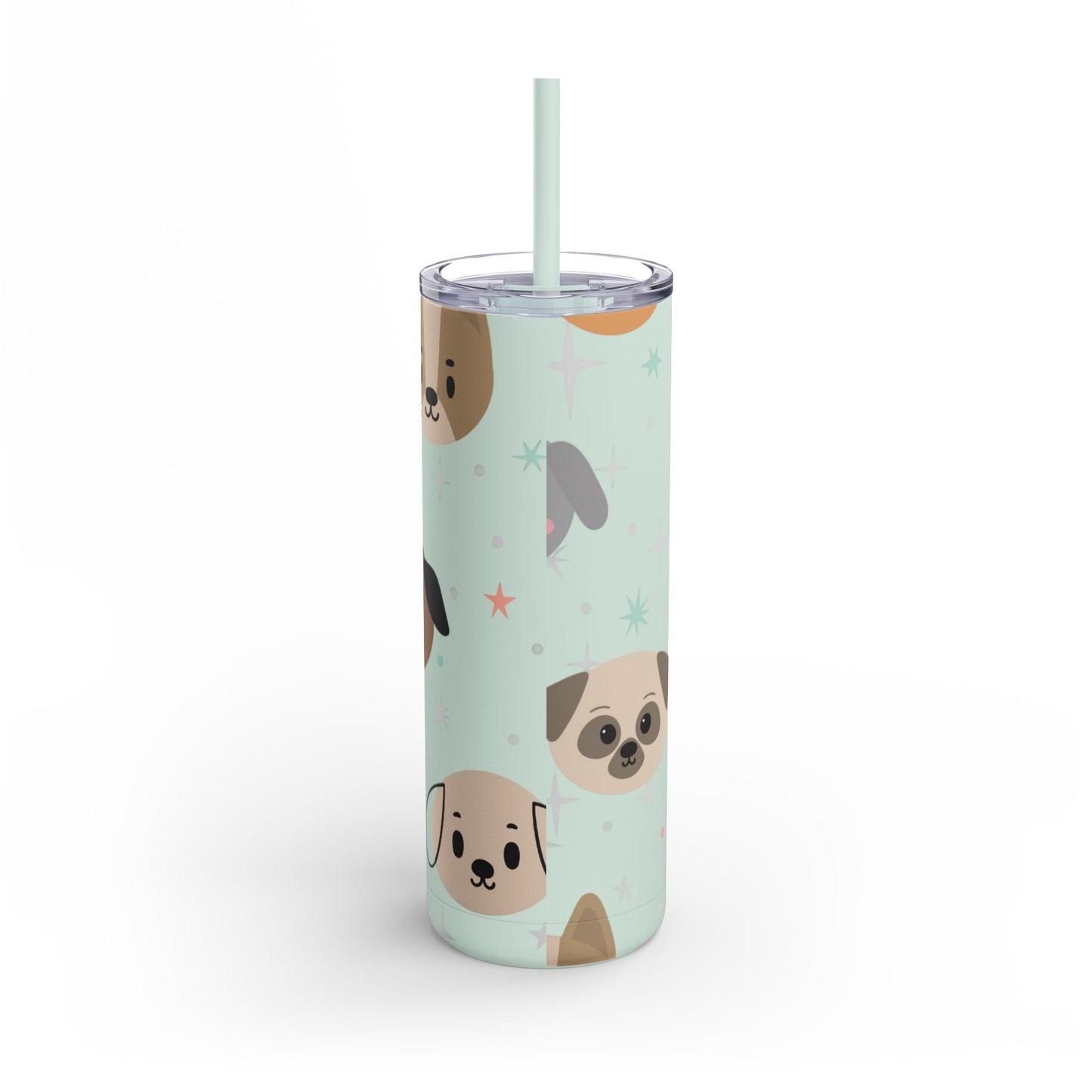 20oz Skinny Dog Tumbler – Cute Pastel Dog Face Cup with Straw (Hot & Cold Drinks)